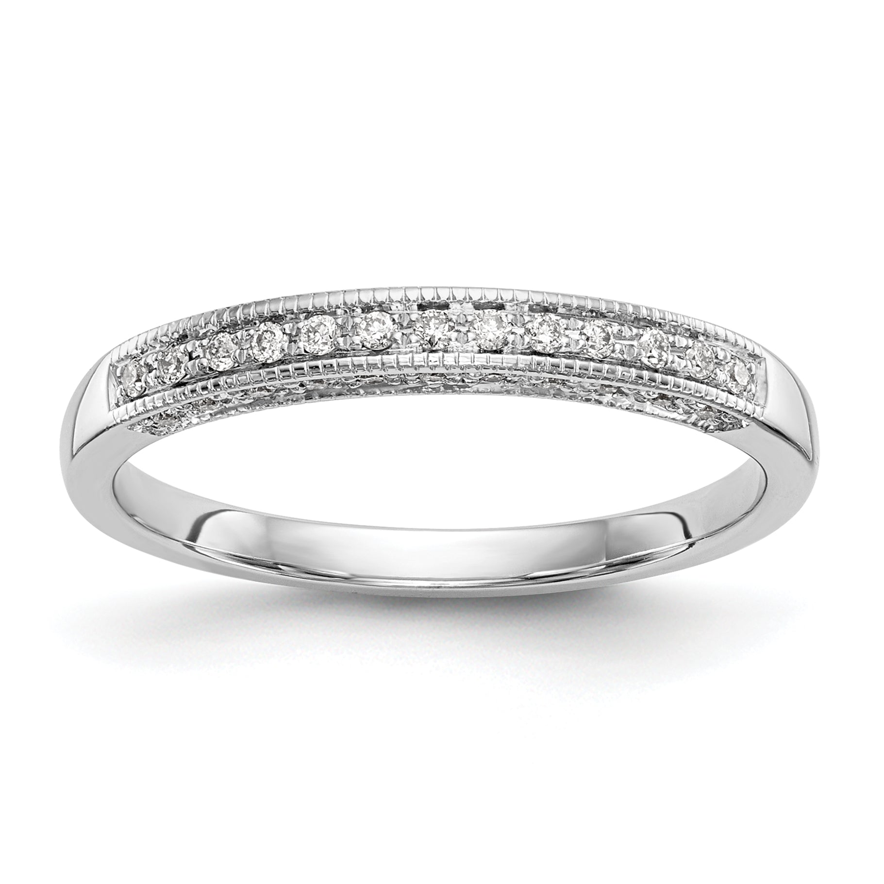 14k White Gold 1/6 carat Lab Grown Diamond VS/SI+ G+ Complete Wedding Band