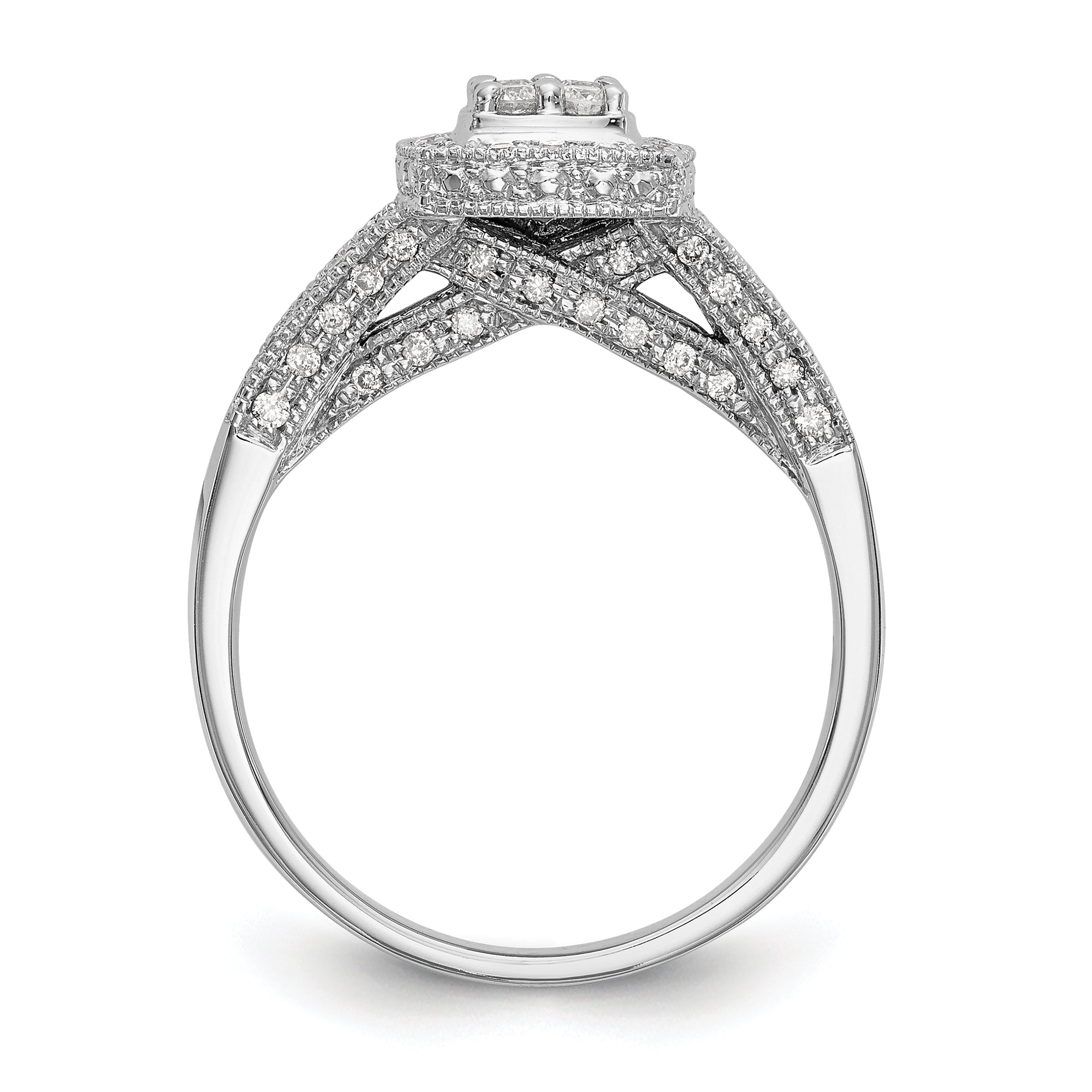14k White Gold 1/2 carat Lab Grown Diamond VS/SI+ G+ Complete Cluster Engagement Ring