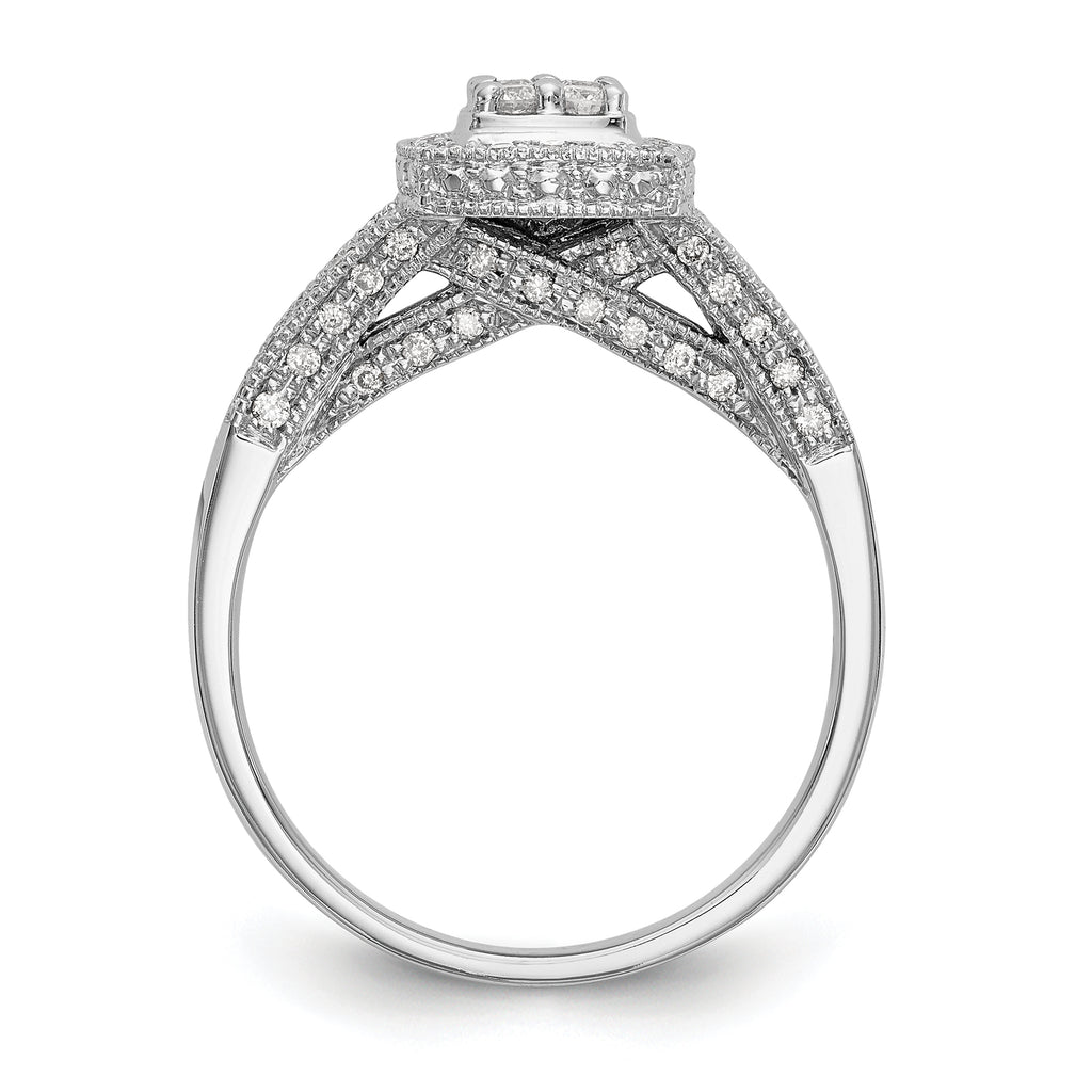 14k White Gold 1/2 carat Lab Grown Diamond VS/SI+ G+ Complete Cluster Engagement Ring