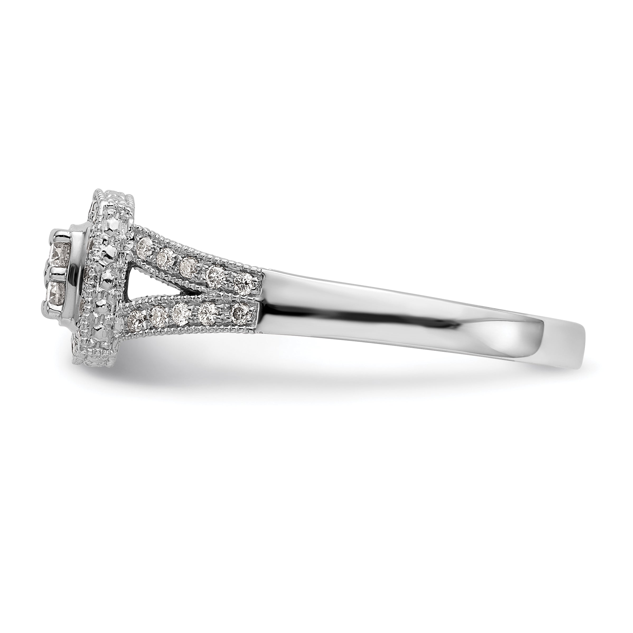14k White Gold 1/2 carat Lab Grown Diamond VS/SI+ G+ Complete Cluster Engagement Ring
