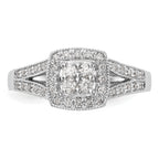 14k White Gold 1/2 carat Lab Grown Diamond VS/SI+ G+ Complete Cluster Engagement Ring