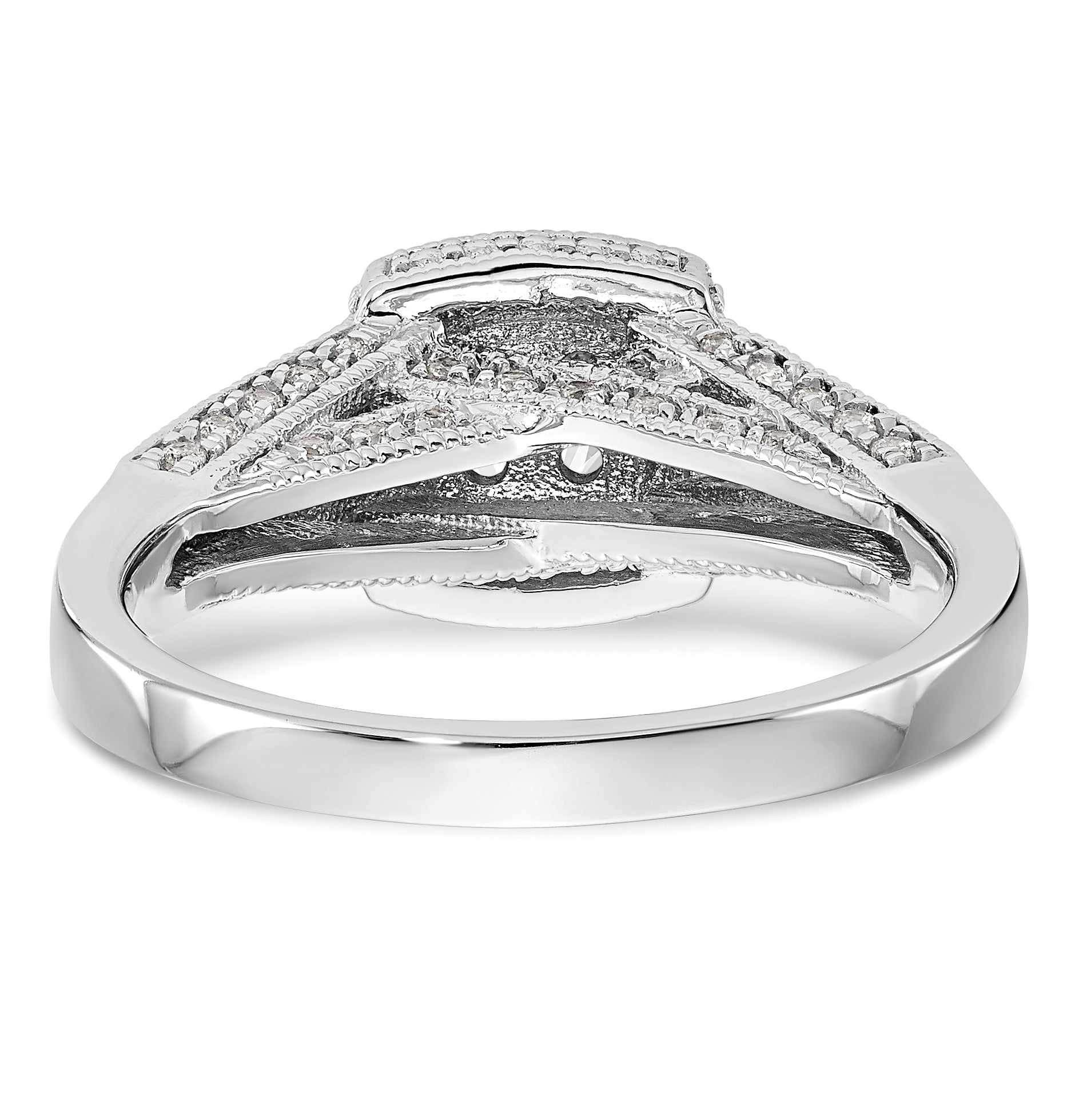 14k White Gold 1/2 carat Lab Grown Diamond VS/SI+ G+ Complete Cluster Engagement Ring