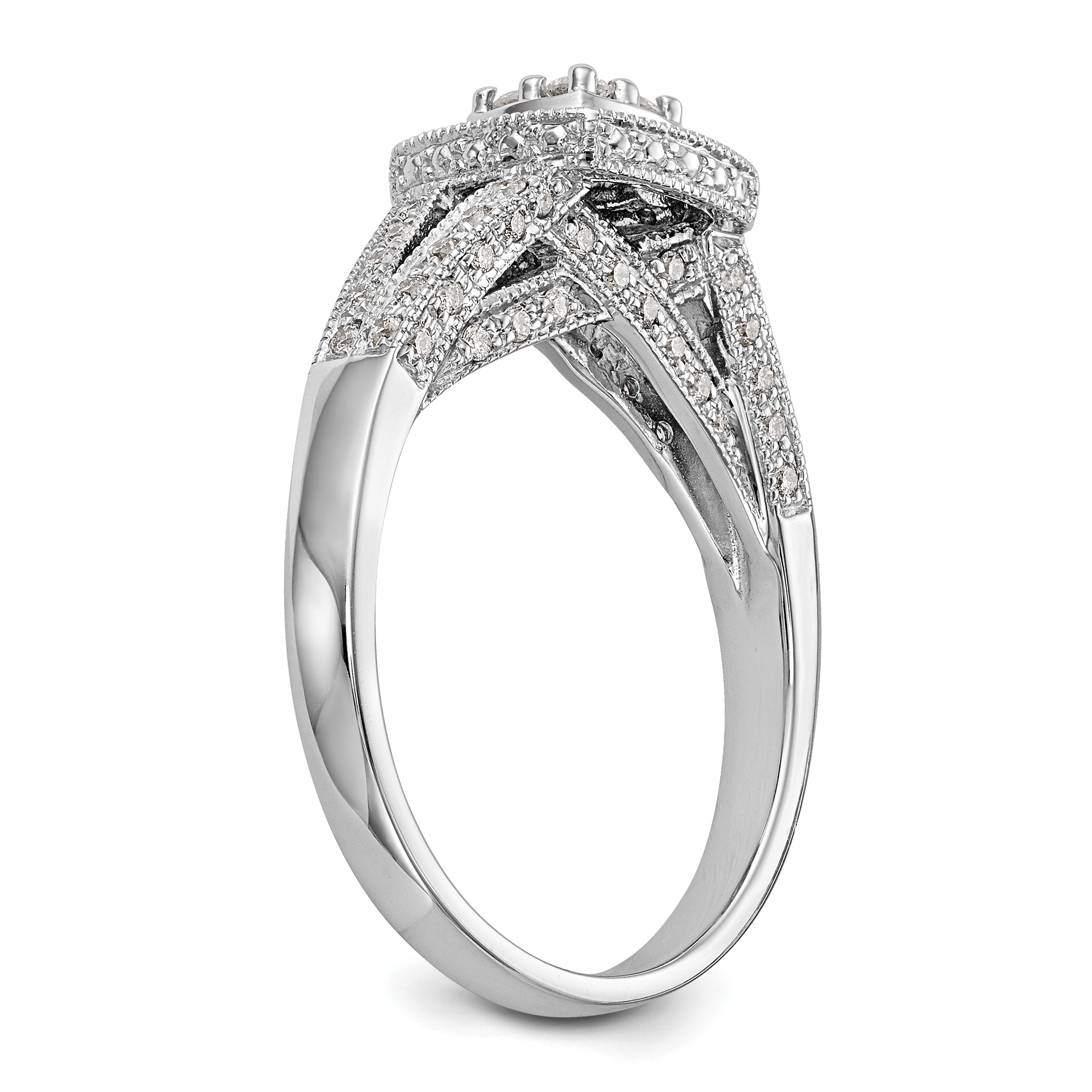 14k White Gold 1/2 carat Lab Grown Diamond VS/SI+ G+ Complete Cluster Engagement Ring