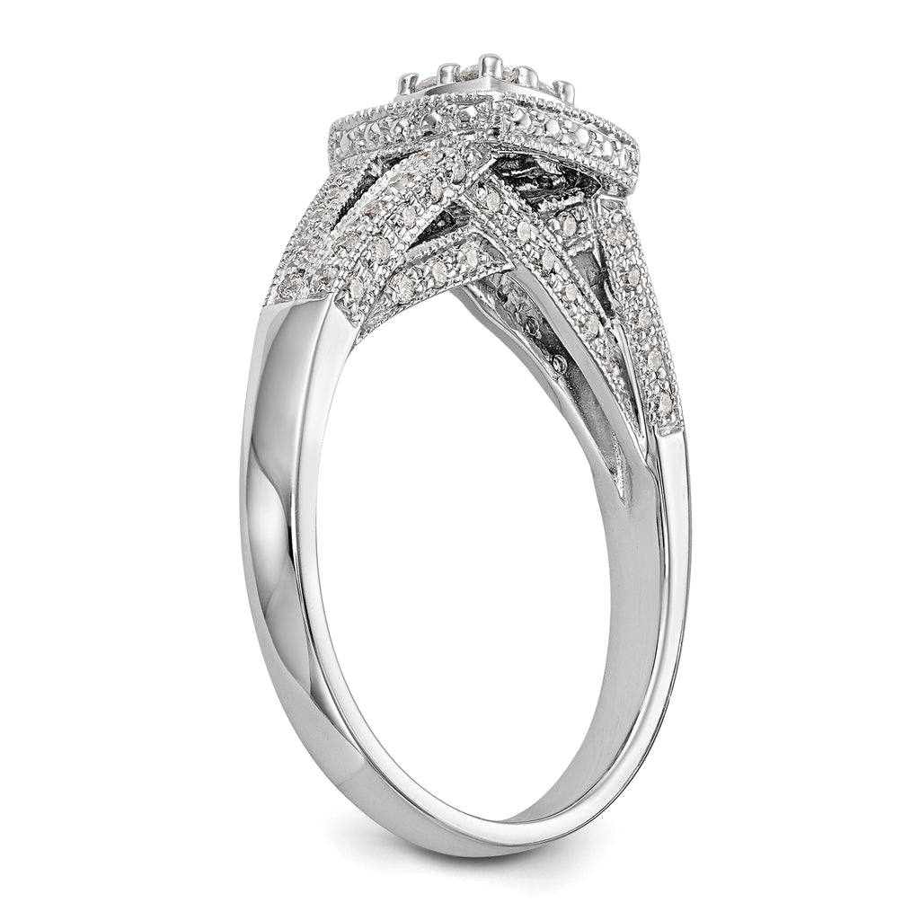14k White Gold 1/2 carat Lab Grown Diamond VS/SI+ G+ Complete Cluster Engagement Ring