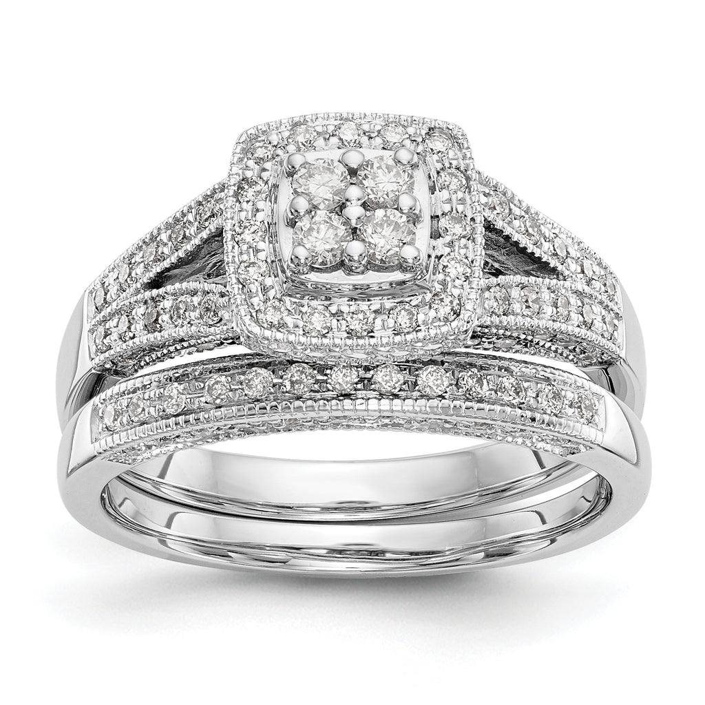 14k White Gold 1/2 carat Lab Grown Diamond VS/SI+ G+ Complete Cluster Engagement Ring
