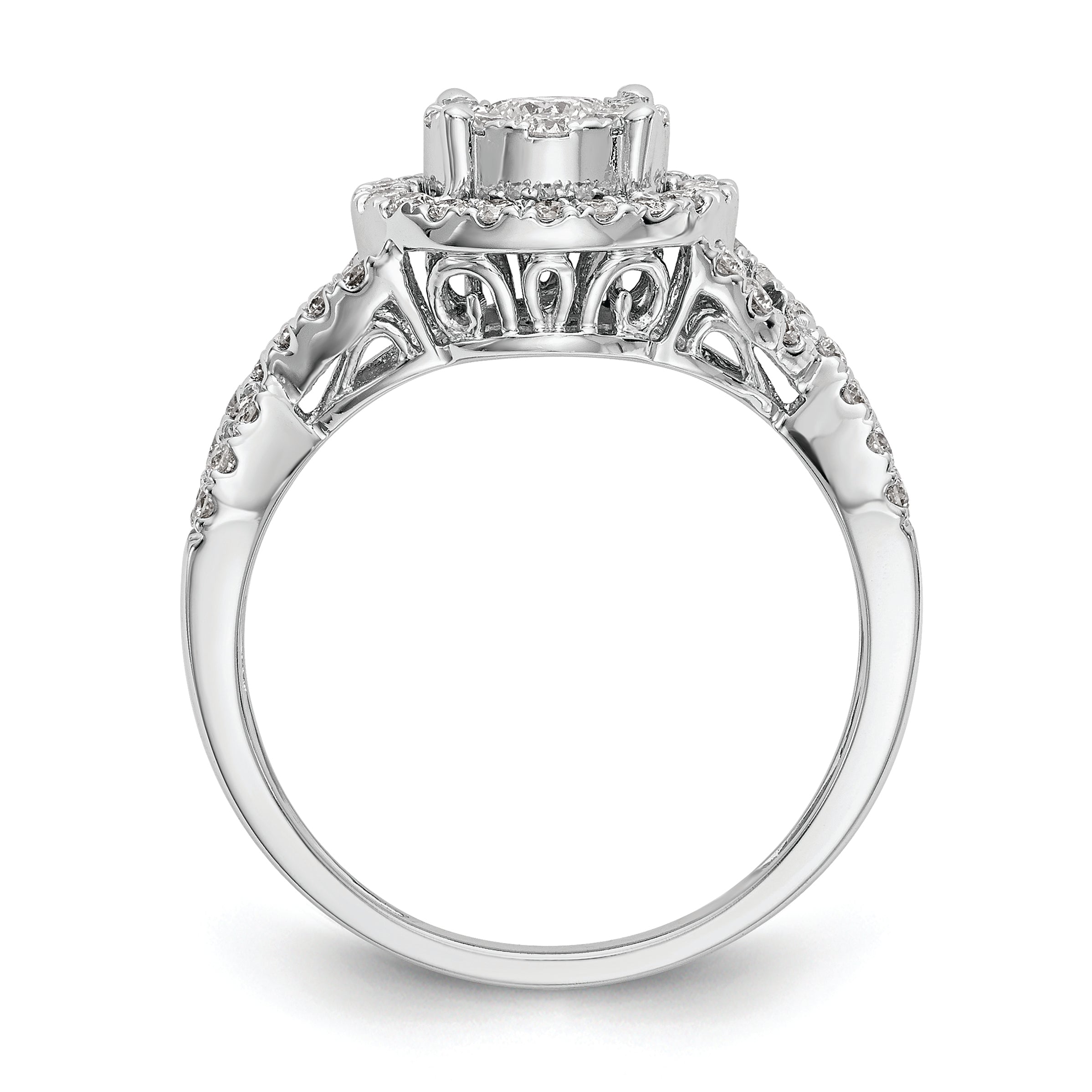 14k White Gold 3/4 carat Lab Grown Diamond VS/SI+ G+ Complete Cluster Engagement Ring
