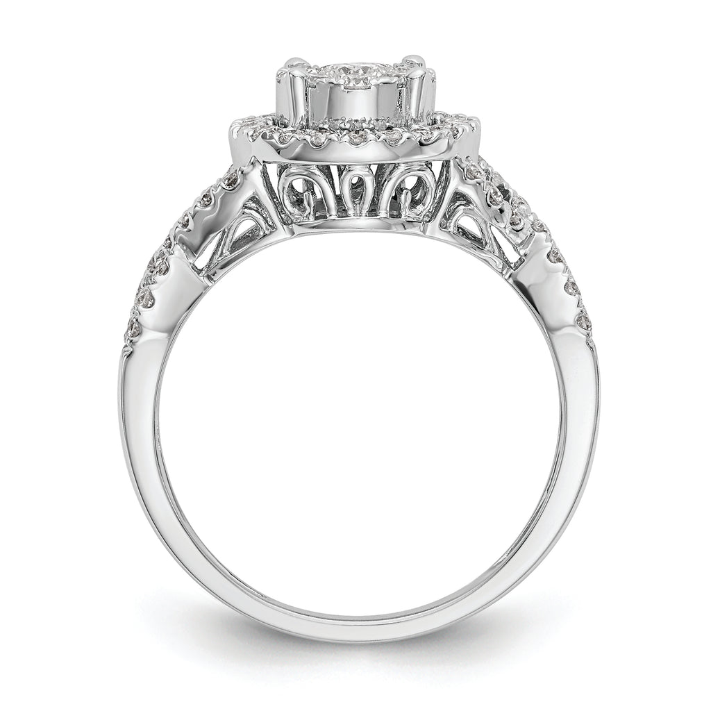 14k White Gold 3/4 carat Lab Grown Diamond VS/SI+ G+ Complete Cluster Engagement Ring