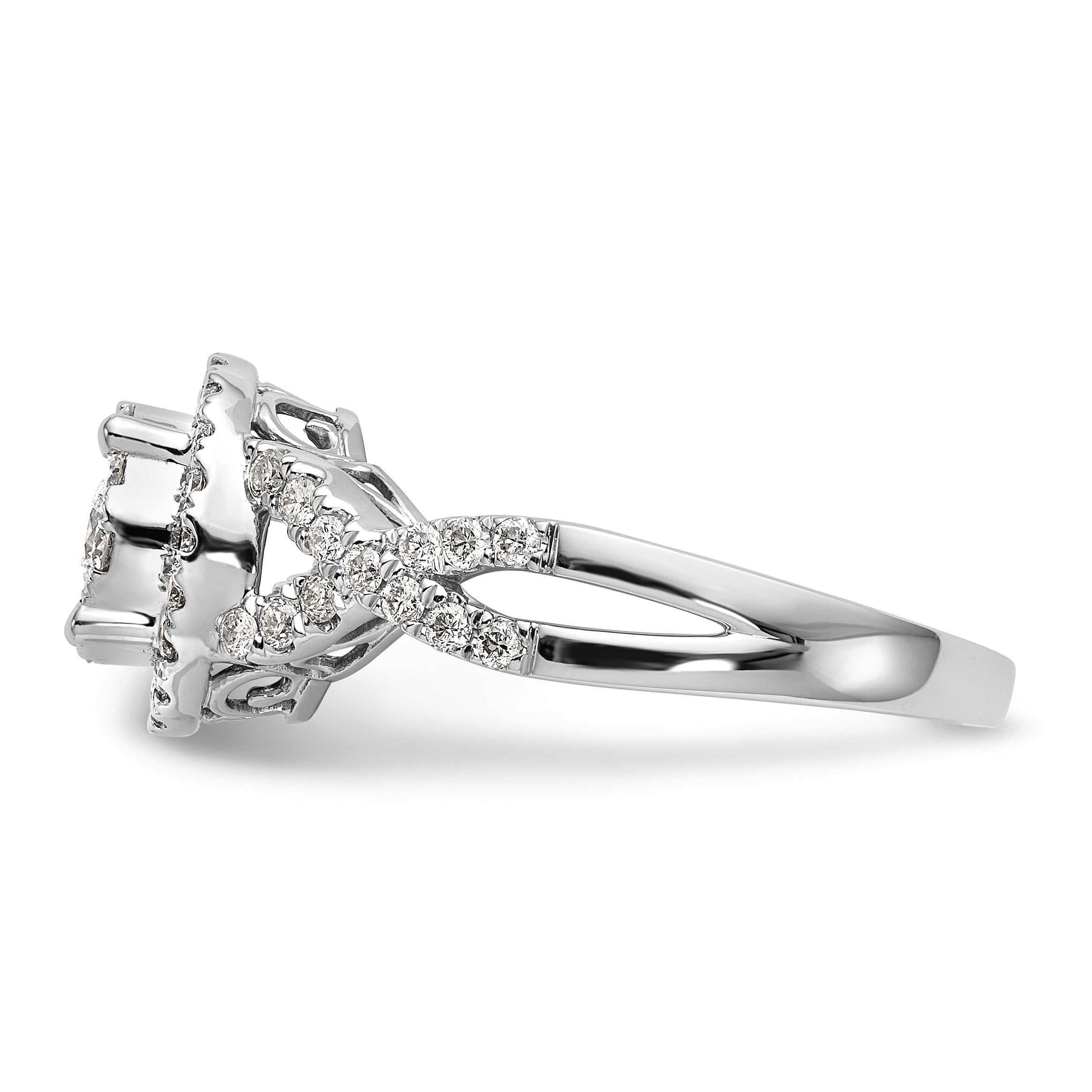 14k White Gold 3/4 carat Lab Grown Diamond VS/SI+ G+ Complete Cluster Engagement Ring
