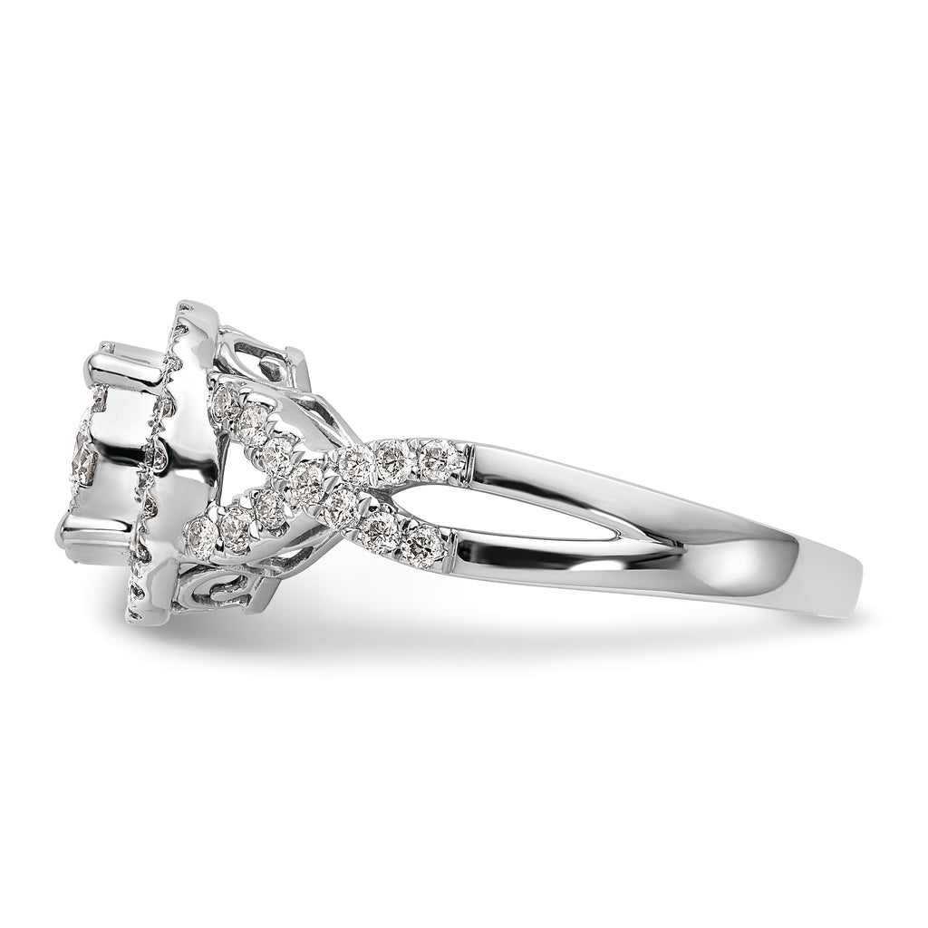 14k White Gold 3/4 carat Lab Grown Diamond VS/SI+ G+ Complete Cluster Engagement Ring