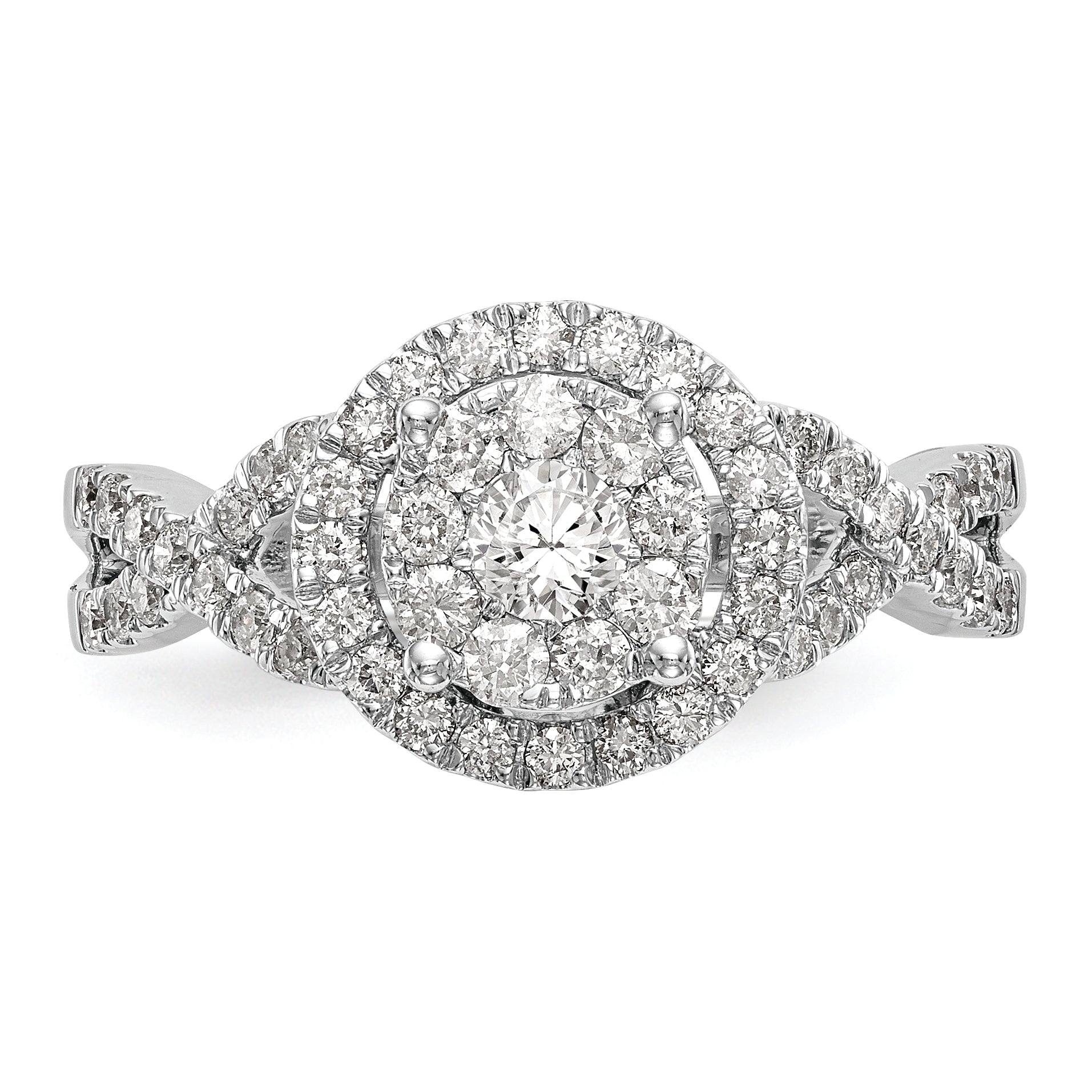 14k White Gold 3/4 carat Lab Grown Diamond VS/SI+ G+ Complete Cluster Engagement Ring