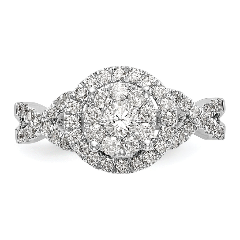 14k White Gold 3/4 carat Lab Grown Diamond VS/SI+ G+ Complete Cluster Engagement Ring