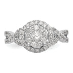 14k White Gold 3/4 carat Lab Grown Diamond VS/SI+ G+ Complete Cluster Engagement Ring