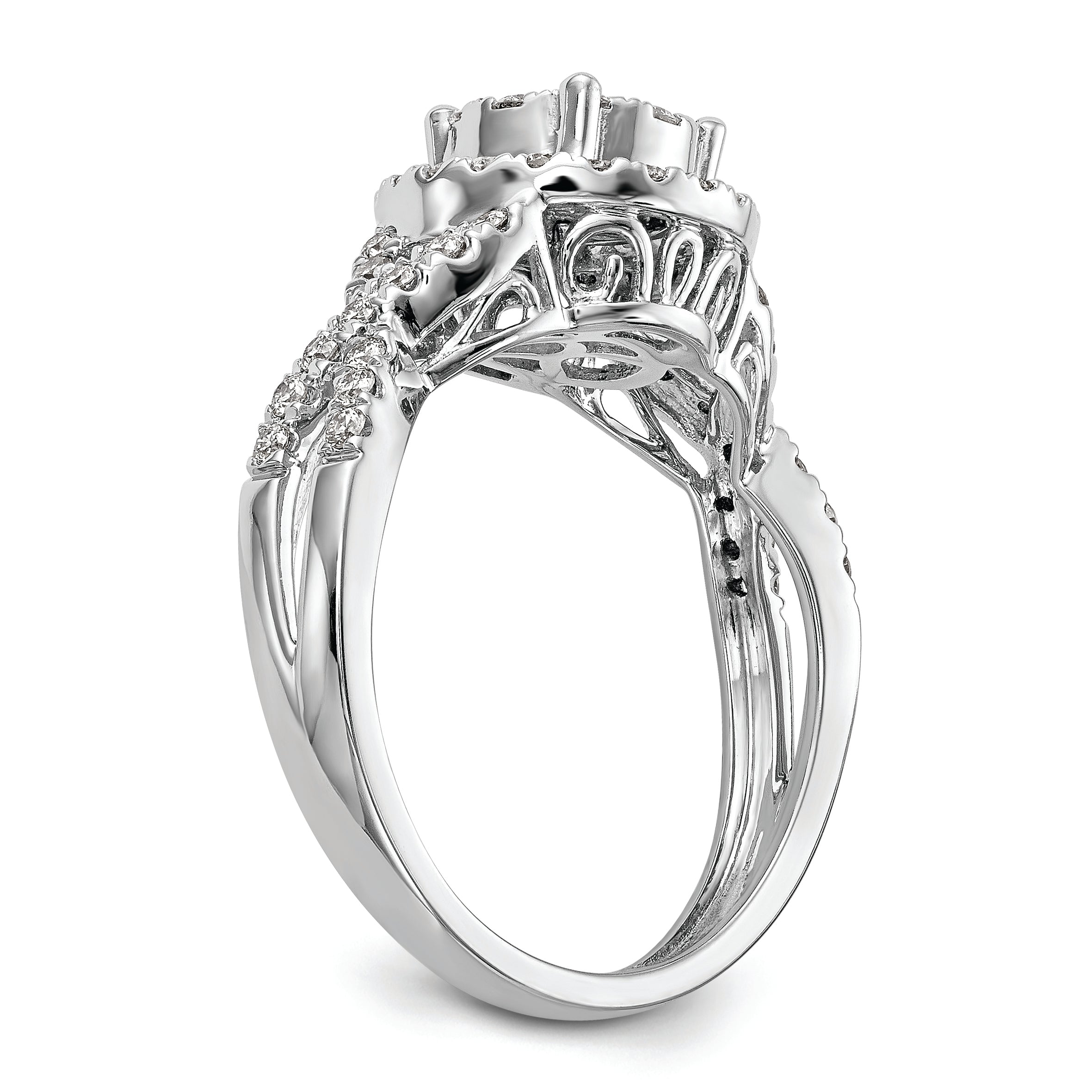 14k White Gold 3/4 carat Lab Grown Diamond VS/SI+ G+ Complete Cluster Engagement Ring
