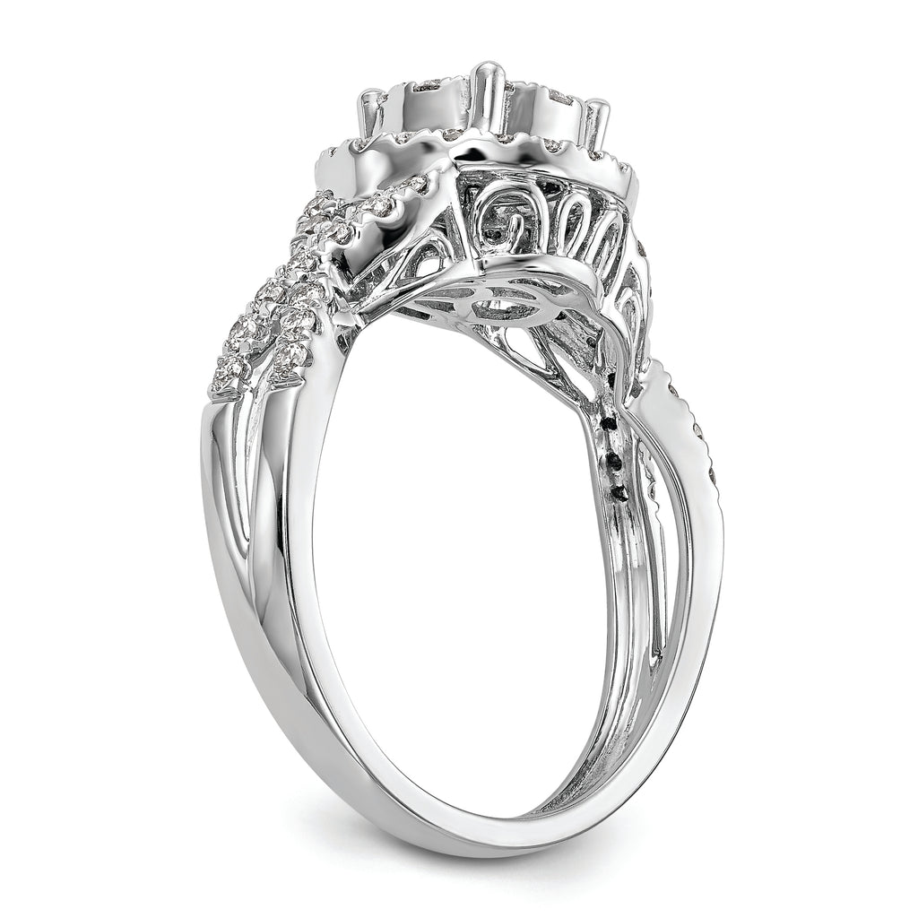 14k White Gold 3/4 carat Lab Grown Diamond VS/SI+ G+ Complete Cluster Engagement Ring
