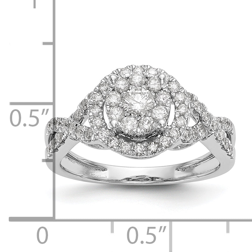 14k White Gold 3/4 carat Lab Grown Diamond VS/SI+ G+ Complete Cluster Engagement Ring