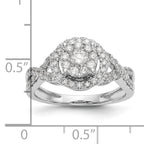 14k White Gold 3/4 carat Lab Grown Diamond VS/SI+ G+ Complete Cluster Engagement Ring