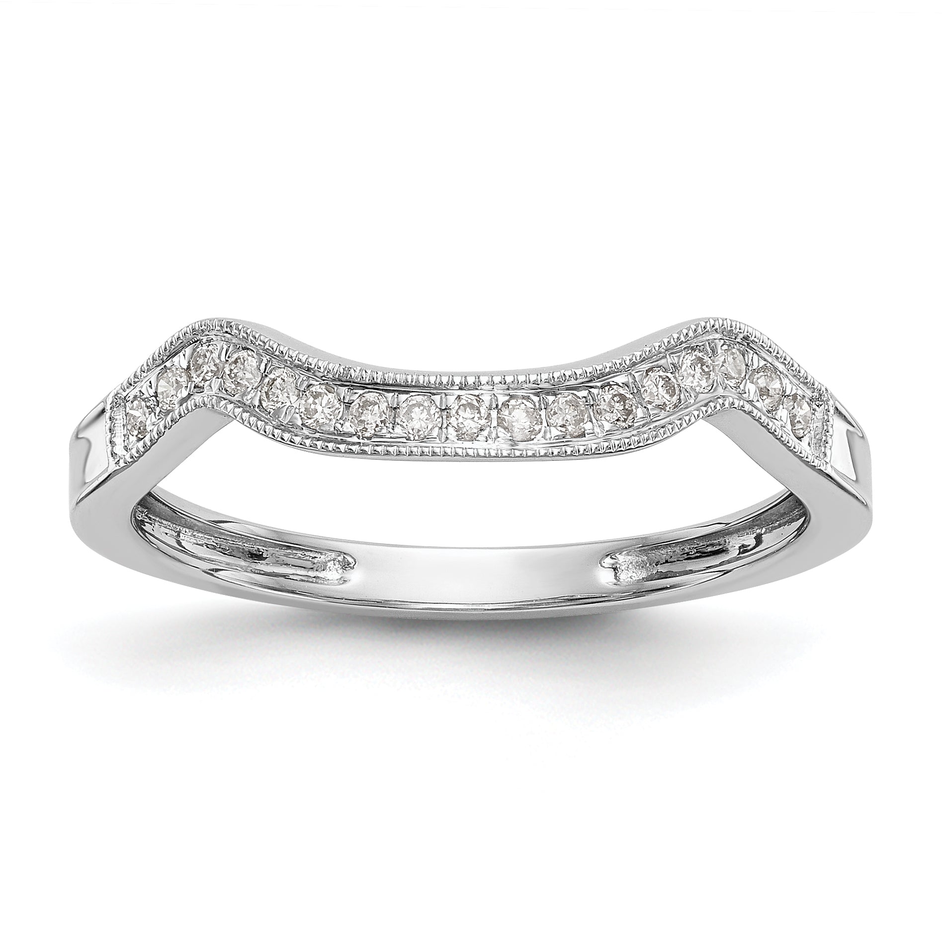 14k White Gold 1/10 carat Lab Grown Diamond VS/SI+ G+ Complete Wedding Band