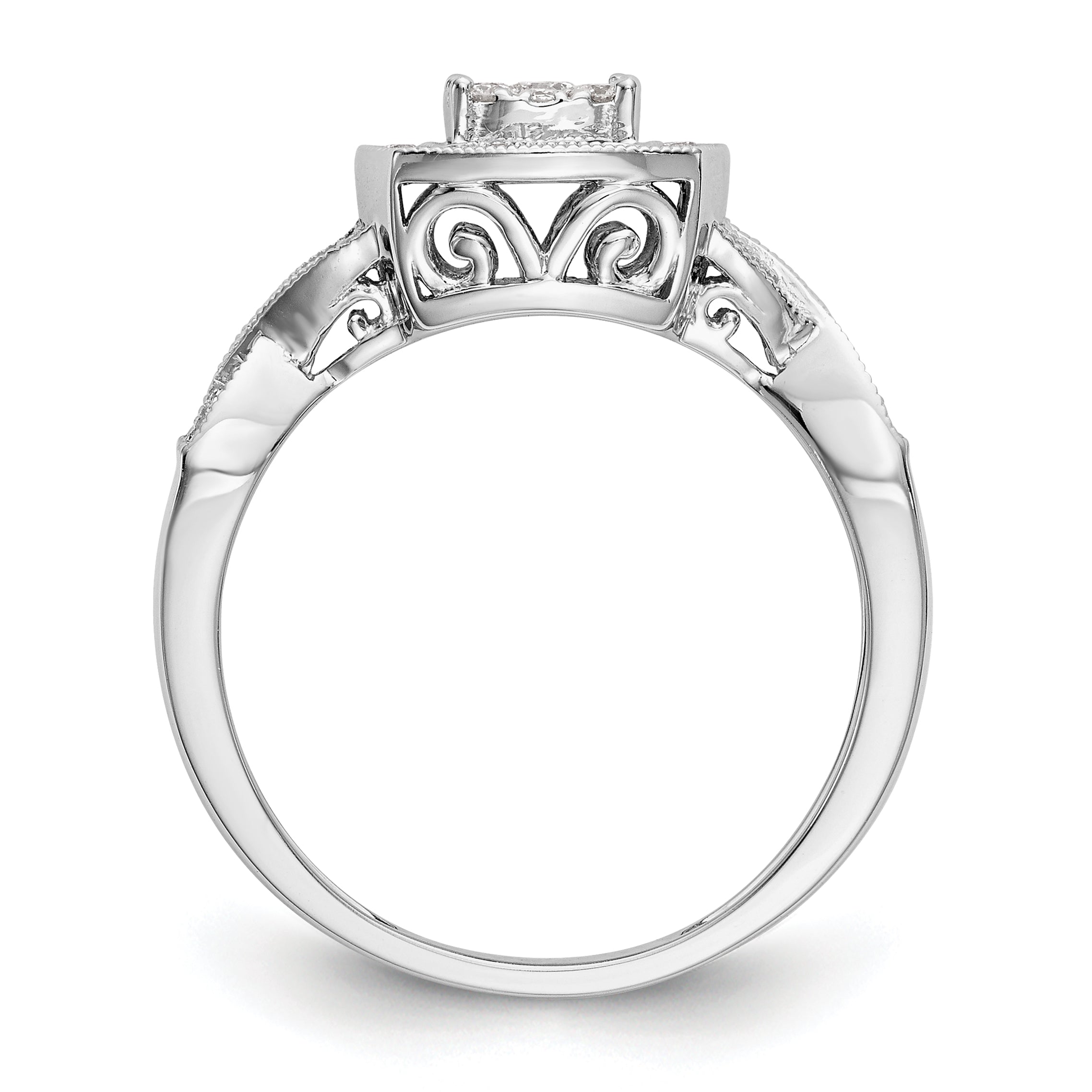 14k White Gold 3/8 carat Lab Grown Diamond VS/SI+ G+ Complete Cluster Engagement Ring