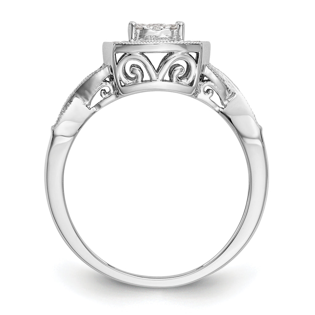 14k White Gold 3/8 carat Lab Grown Diamond VS/SI+ G+ Complete Cluster Engagement Ring