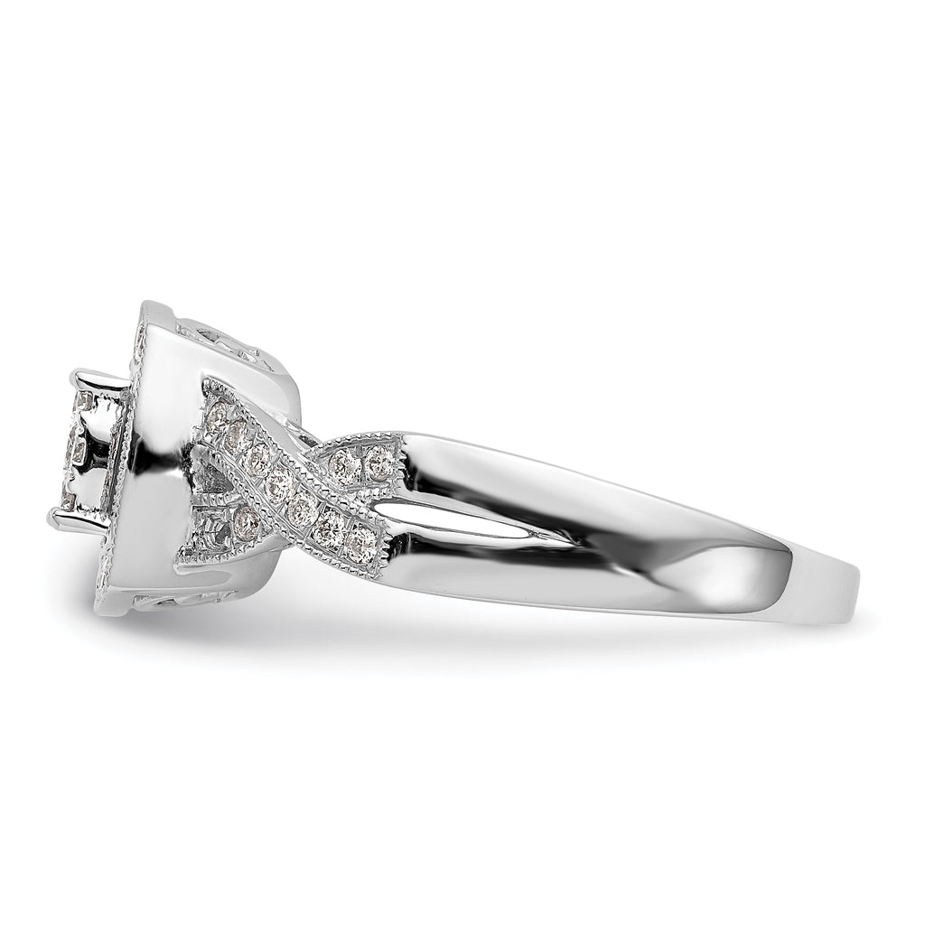 14k White Gold 3/8 carat Lab Grown Diamond VS/SI+ G+ Complete Cluster Engagement Ring