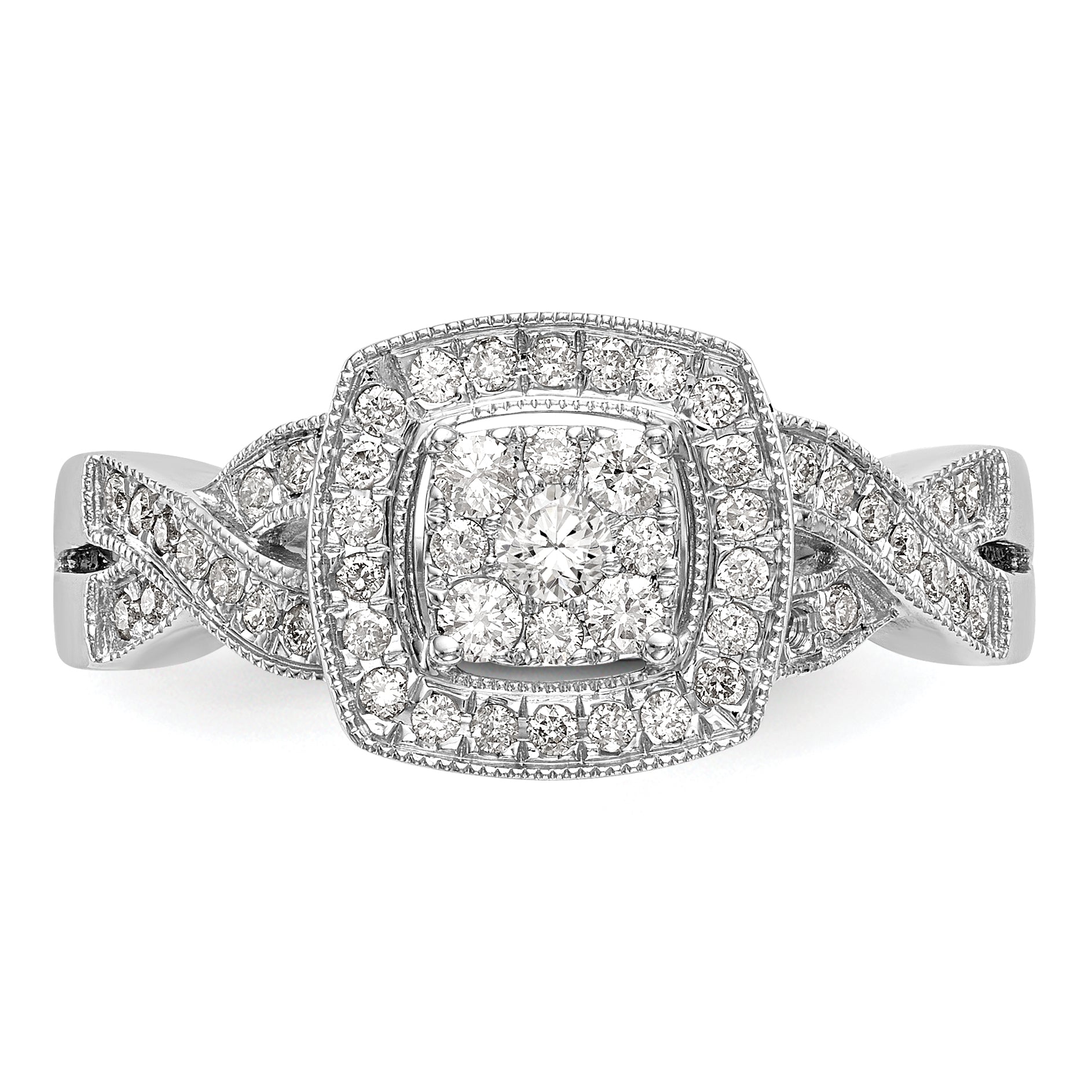 14k White Gold 3/8 carat Lab Grown Diamond VS/SI+ G+ Complete Cluster Engagement Ring