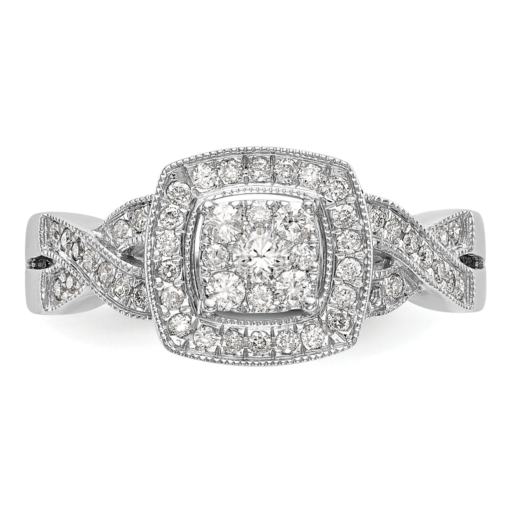 14k White Gold 3/8 carat Lab Grown Diamond VS/SI+ G+ Complete Cluster Engagement Ring