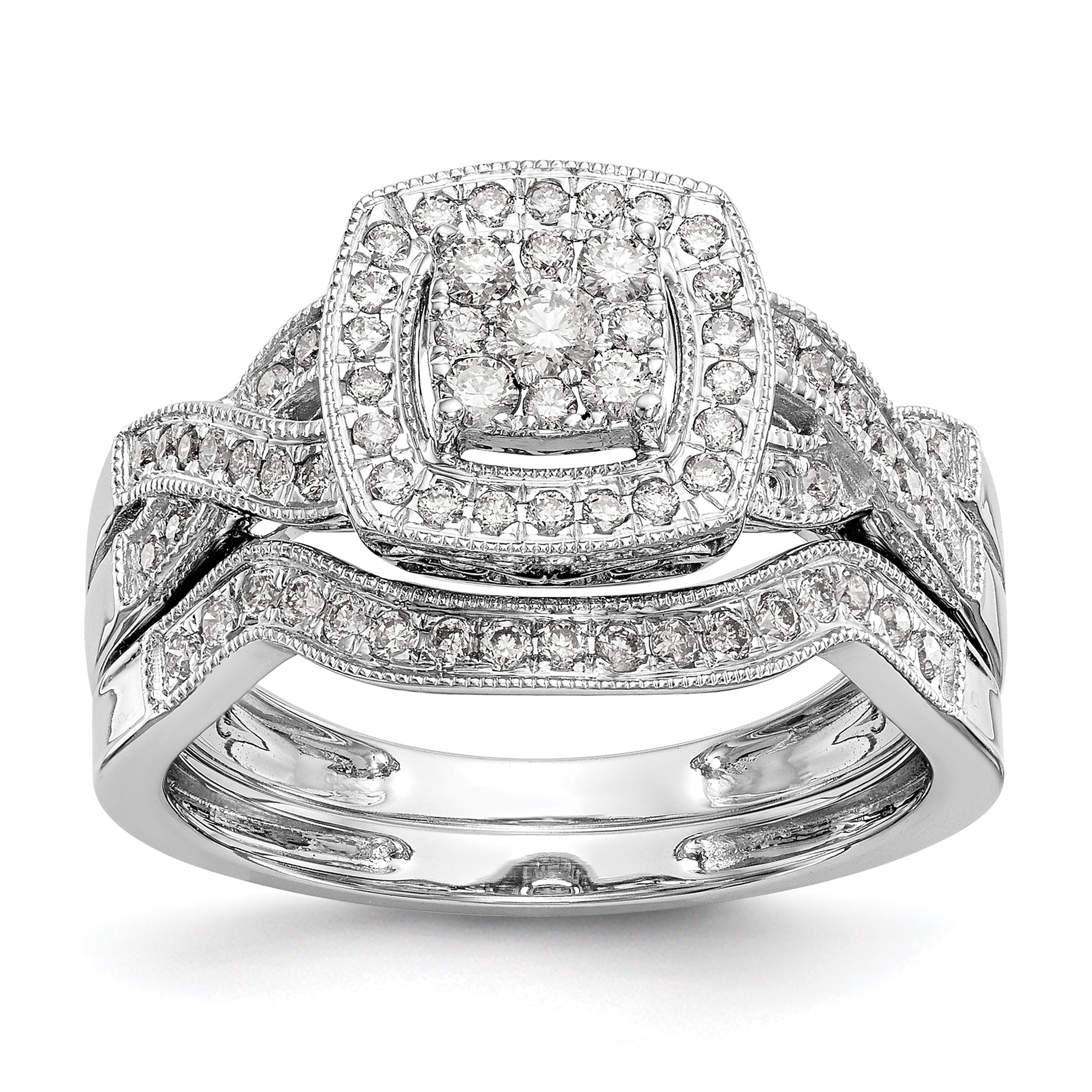 14k White Gold 3/8 carat Lab Grown Diamond VS/SI+ G+ Complete Cluster Engagement Ring