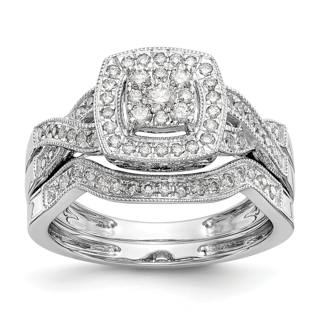 14k White Gold 3/8 carat Lab Grown Diamond VS/SI+ G+ Complete Cluster Engagement Ring