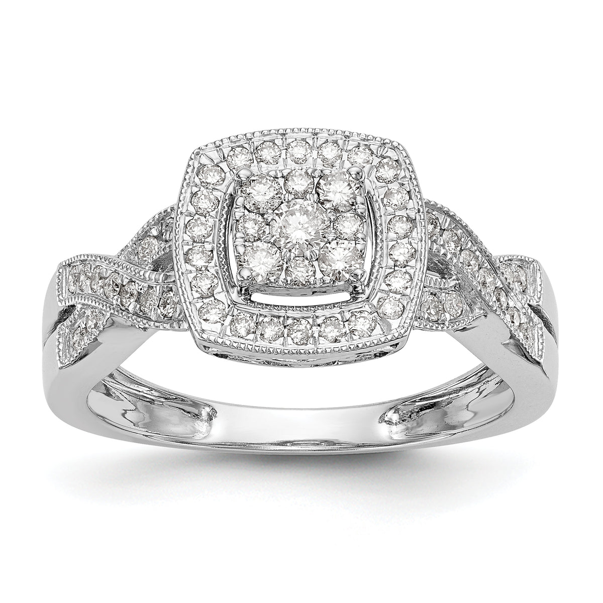 14k White Gold 3/8 carat Lab Grown Diamond VS/SI+ G+ Complete Cluster Engagement Ring