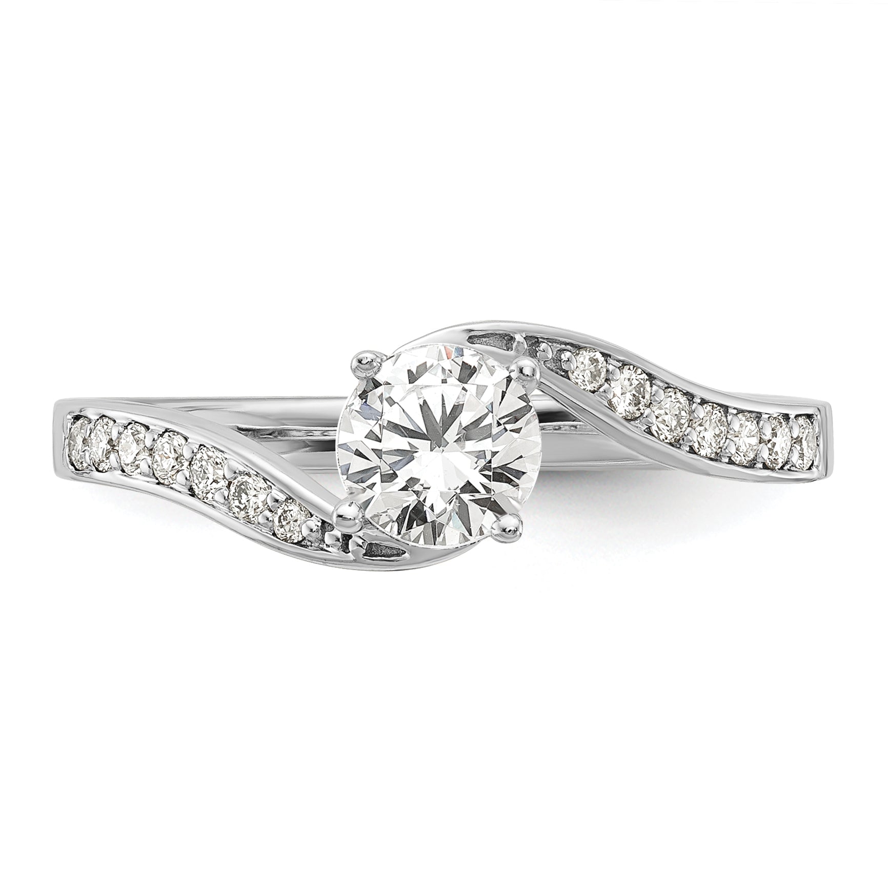 14k White Gold 5/8 carat Lab Grown Diamond VS/SI Complete By-Pass Engagement Ring