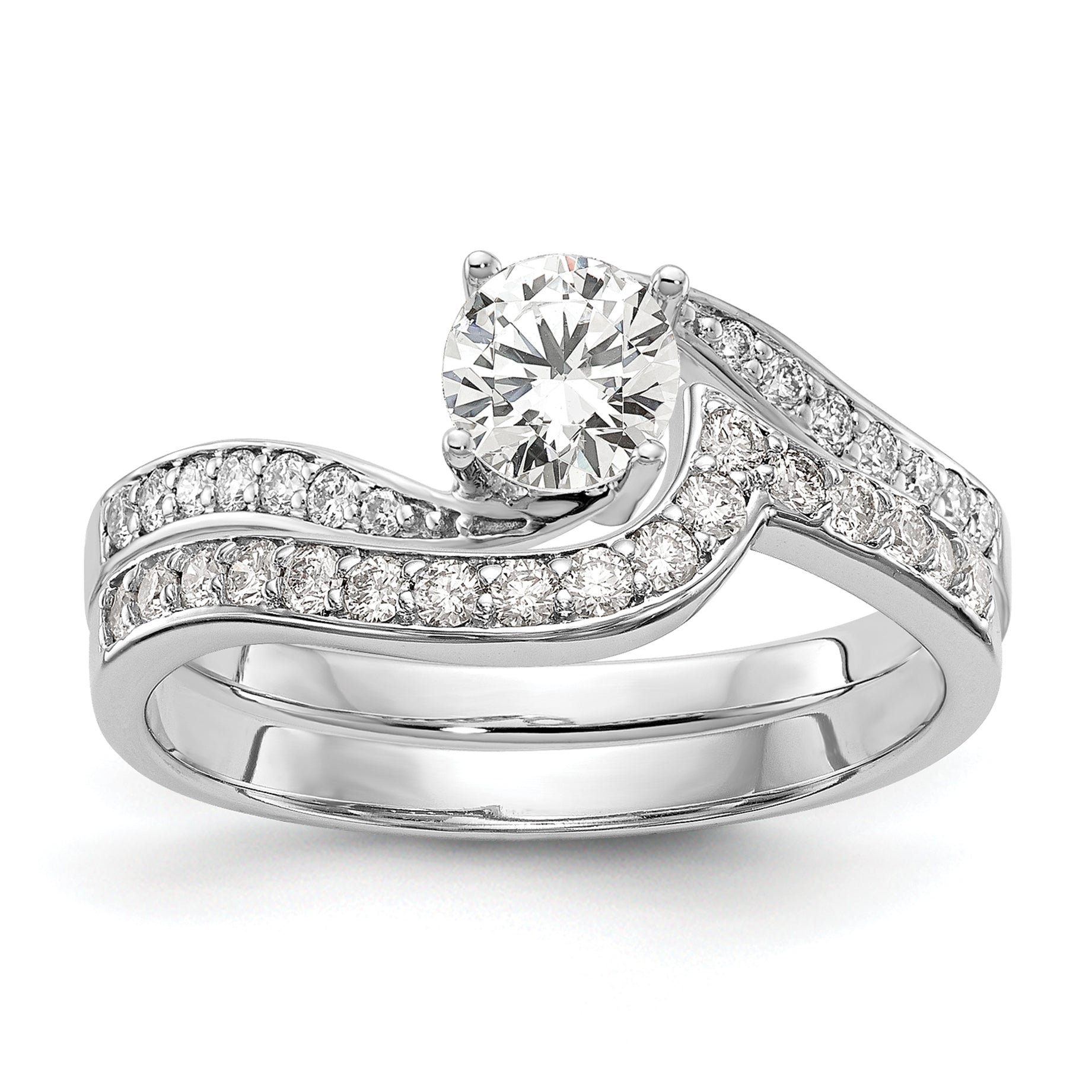 14k White Gold 5/8 carat Lab Grown Diamond VS/SI Complete By-Pass Engagement Ring