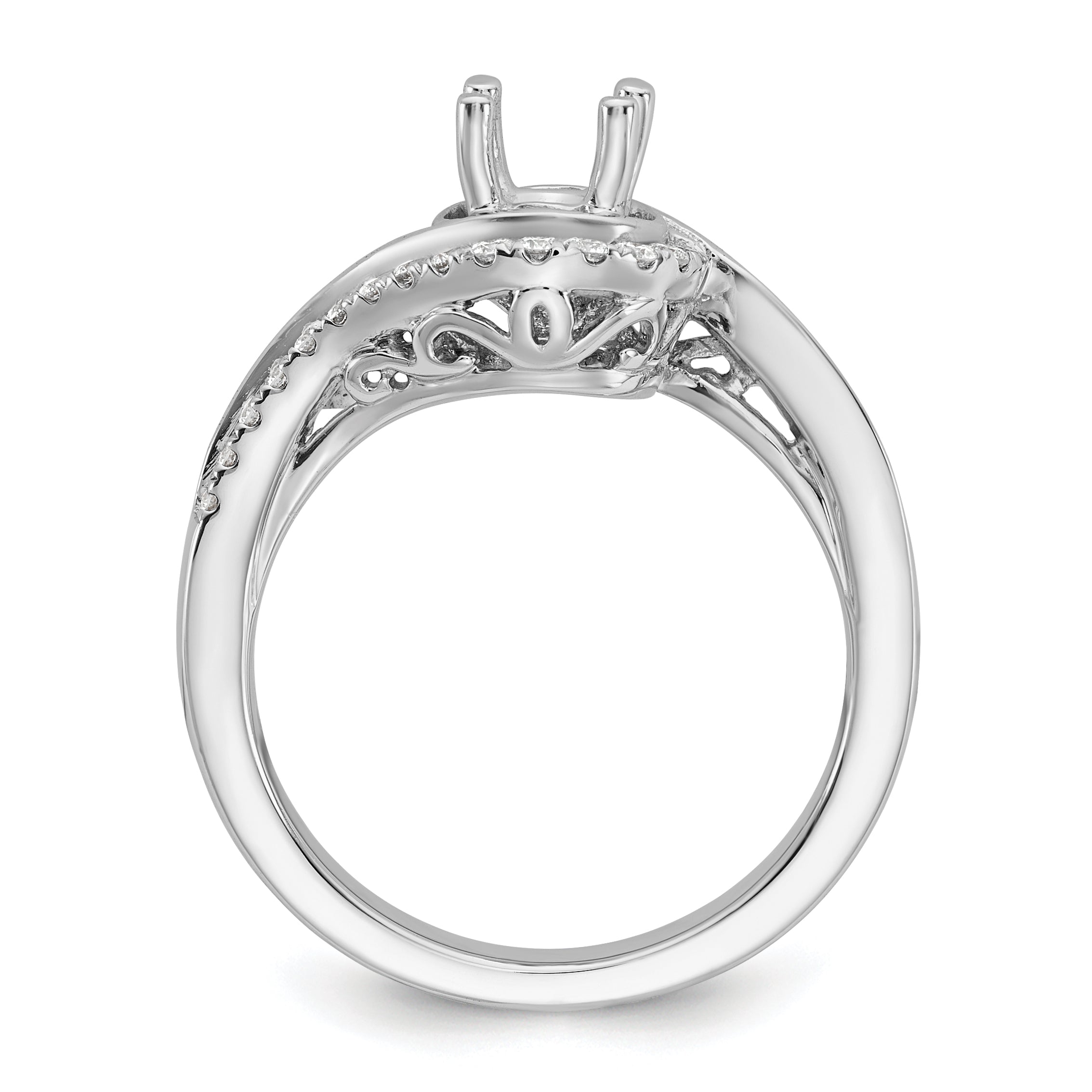 14k White Gold 1/3 carat Lab Grown Diamond VS/SI+ G+ 3/4 carat Round Center Semi Mount Engagement Ring Secondary image
