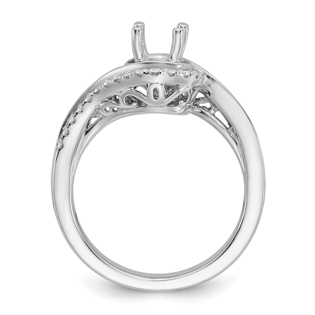 14k White Gold 1/3 carat Lab Grown Diamond VS/SI+ G+ 3/4 carat Round Center Semi Mount Engagement Ring