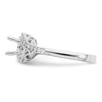 14k White Gold 1/3 carat Lab Grown Diamond VS/SI+ G+ 3/4 carat Round Center Semi Mount Engagement Ring
