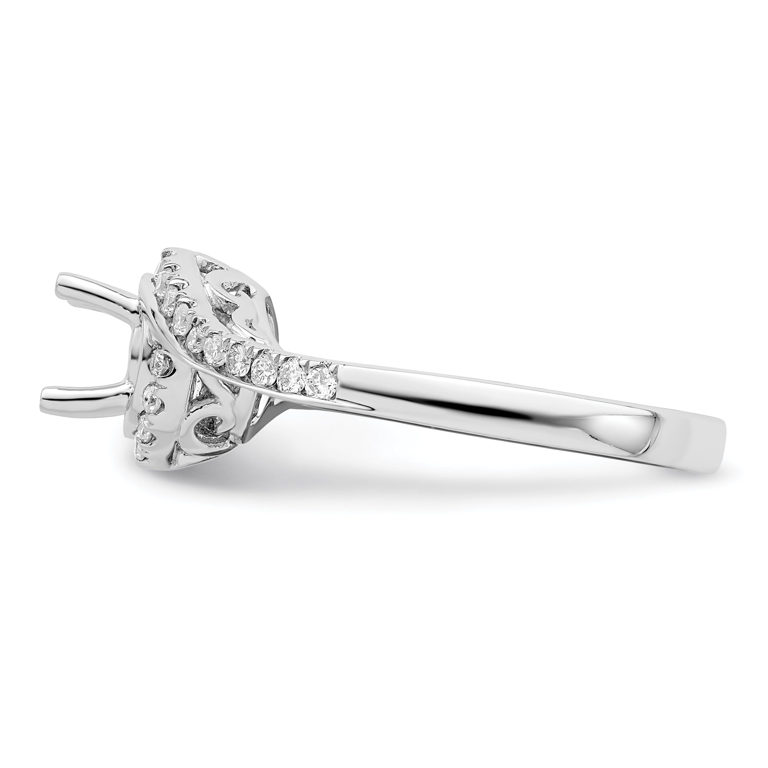 14k White Gold 1/3 carat Lab Grown Diamond VS/SI+ G+ 3/4 carat Round Center Semi Mount Engagement Ring