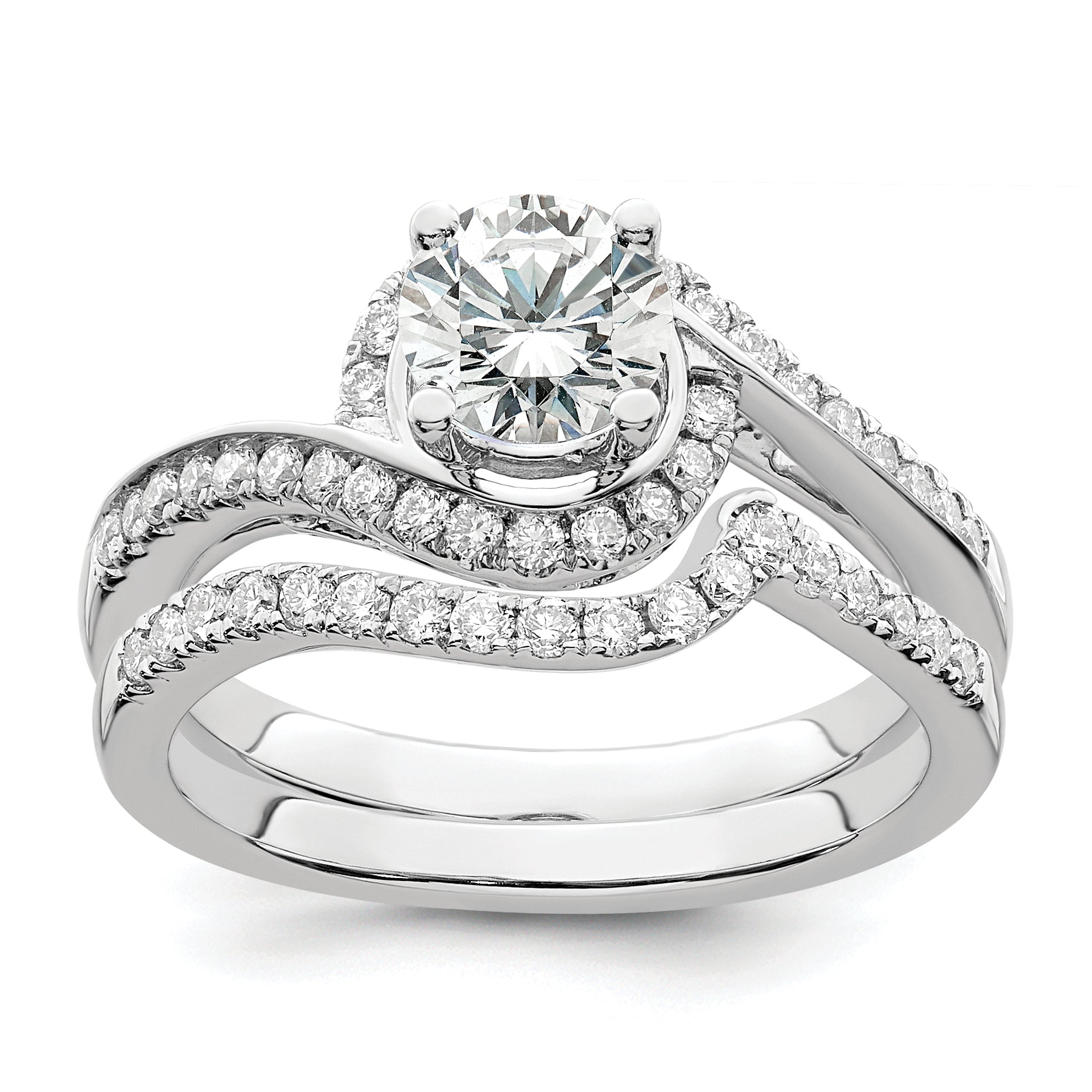 14k White Gold 1/3 carat Lab Grown Diamond VS/SI+ G+ 3/4 carat Round Center Semi Mount Engagement Ring