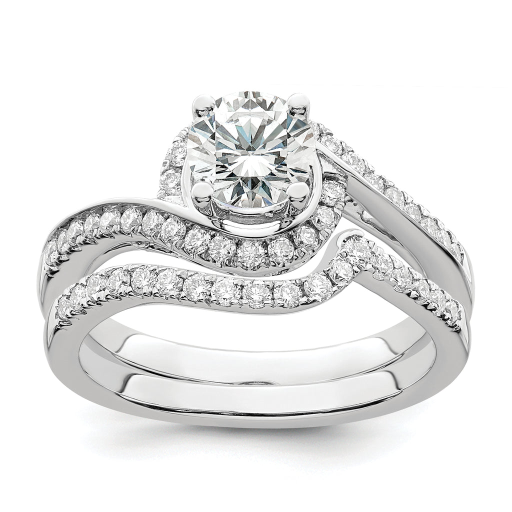 14k White Gold 1/3 carat Lab Grown Diamond VS/SI+ G+ 3/4 carat Round Center Semi Mount Engagement Ring