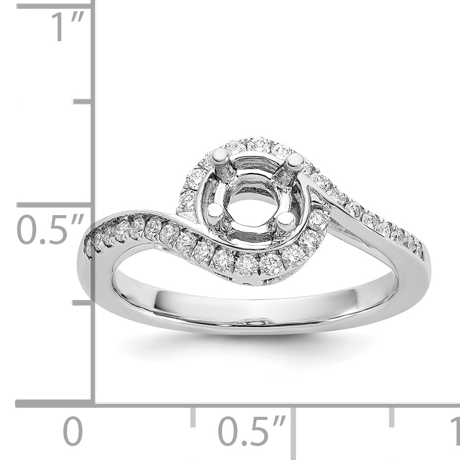 14k White Gold 1/3 carat Lab Grown Diamond VS/SI+ G+ 3/4 carat Round Center Semi Mount Engagement Ring