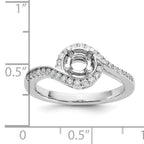 14k White Gold 1/3 carat Lab Grown Diamond VS/SI+ G+ 3/4 carat Round Center Semi Mount Engagement Ring