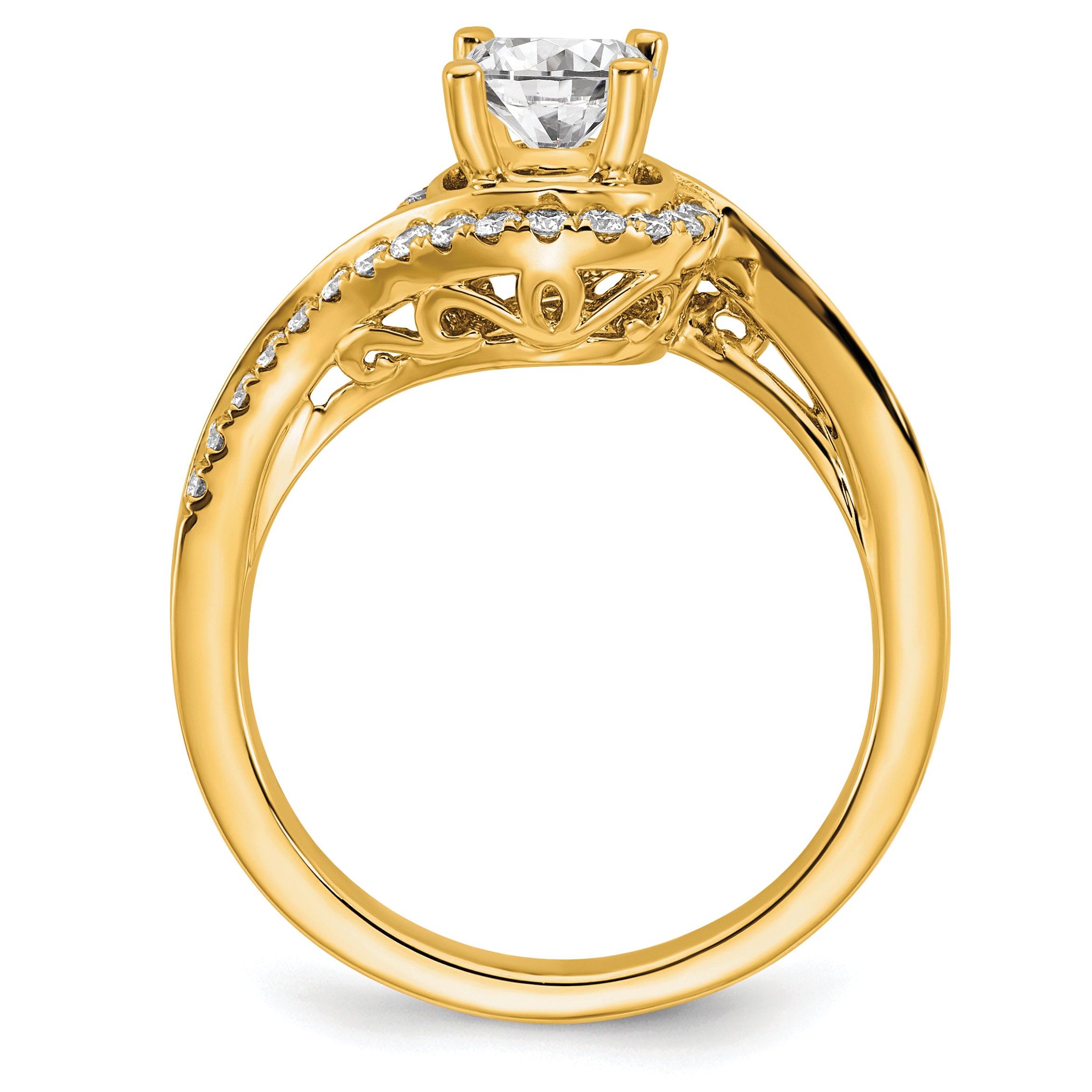 14k 1/3 carat Lab Grown Diamond VS/SI+ G+ 3/4 carat Round Center Semi Mount Engagement Ring Secondary image