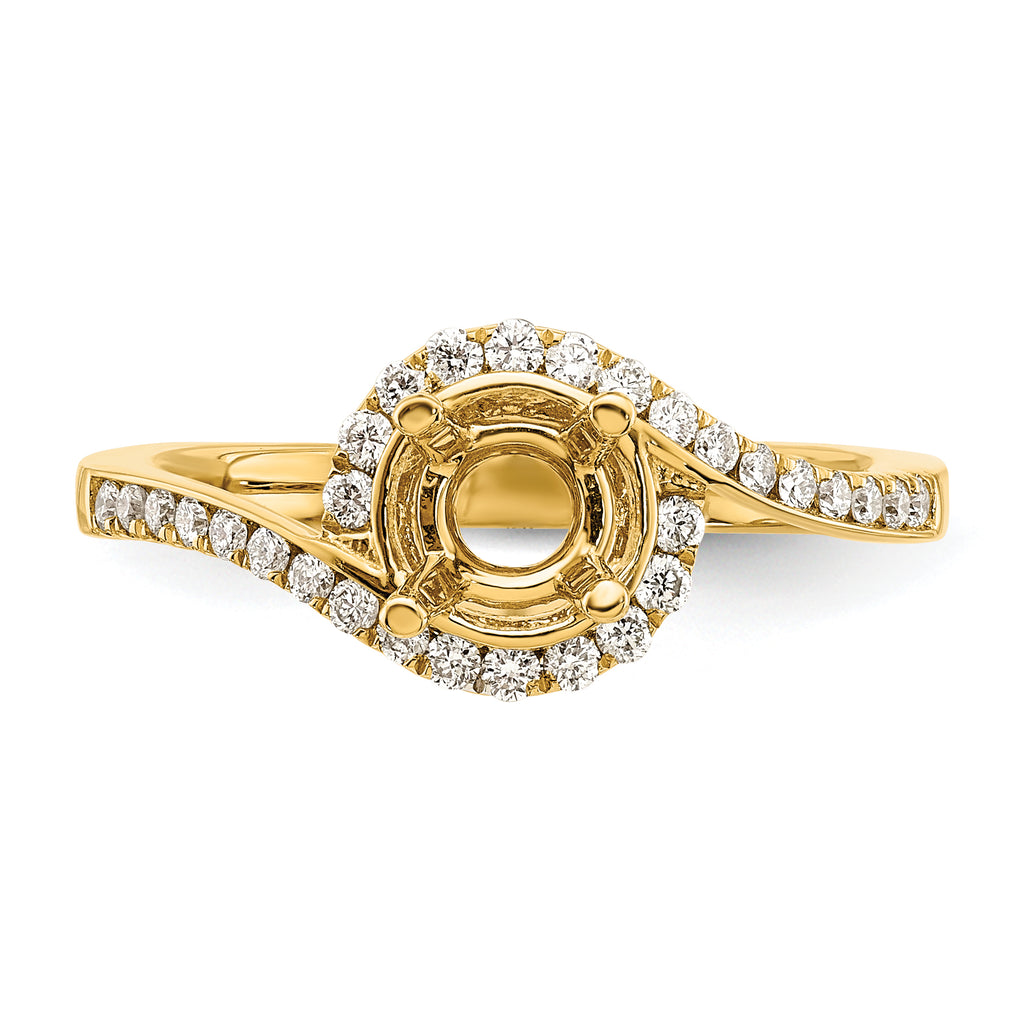 14k 1/3 carat Lab Grown Diamond VS/SI+ G+ 3/4 carat Round Center Semi Mount Engagement Ring