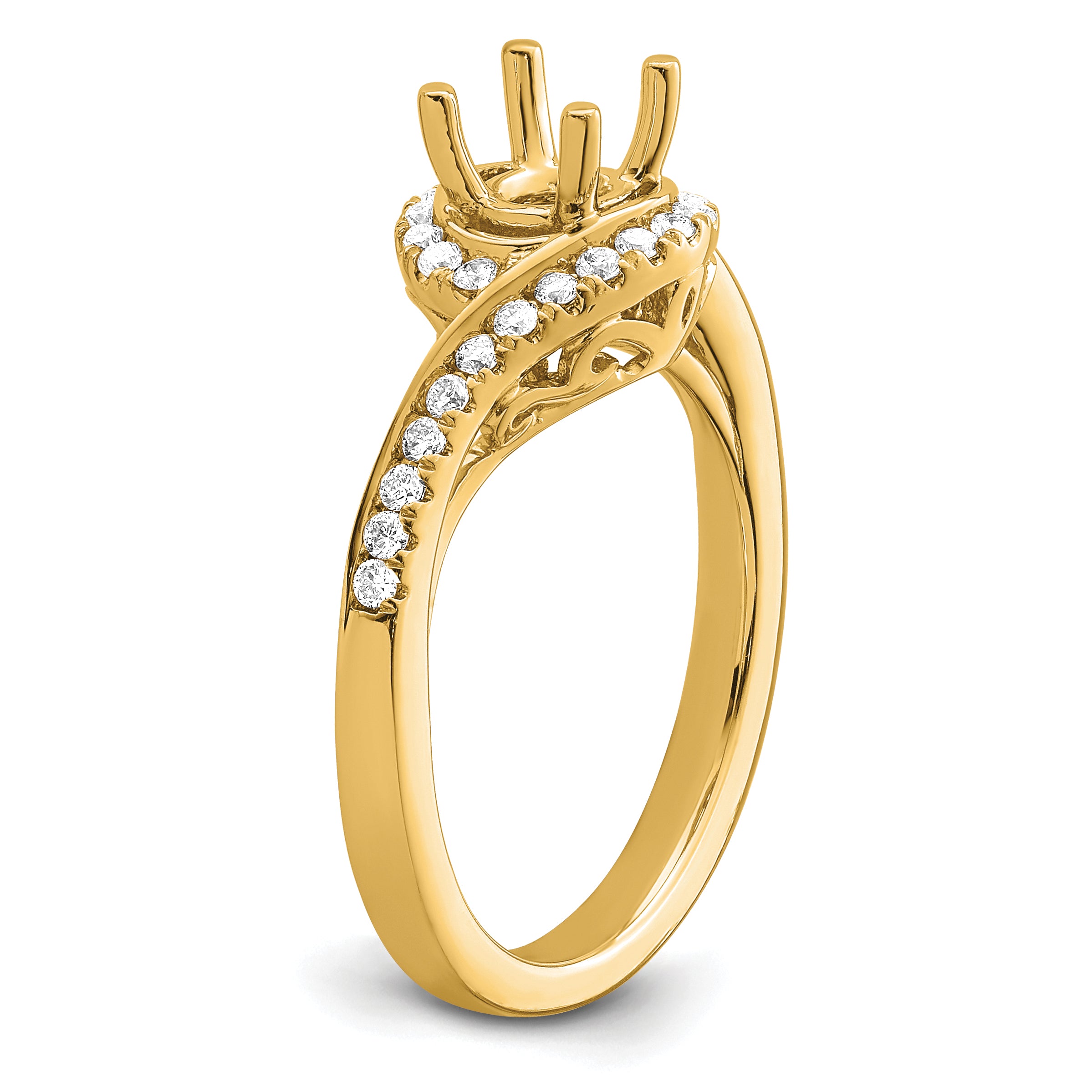 14k 1/3 carat Lab Grown Diamond VS/SI+ G+ 3/4 carat Round Center Semi Mount Engagement Ring