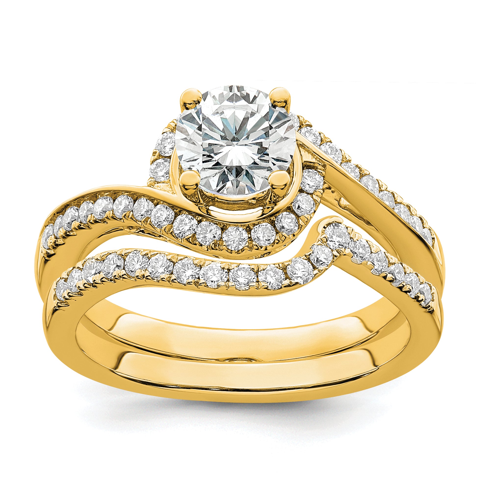 14k 1/3 carat Lab Grown Diamond VS/SI+ G+ 3/4 carat Round Center Semi Mount Engagement Ring