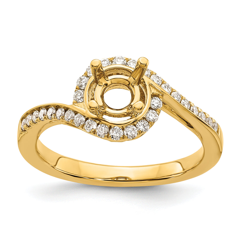 14k 1/3 carat Lab Grown Diamond VS/SI+ G+ 3/4 carat Round Center Semi Mount Engagement Ring