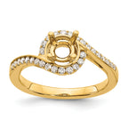 14k 1/3 carat Lab Grown Diamond VS/SI+ G+ 3/4 carat Round Center Semi Mount Engagement Ring