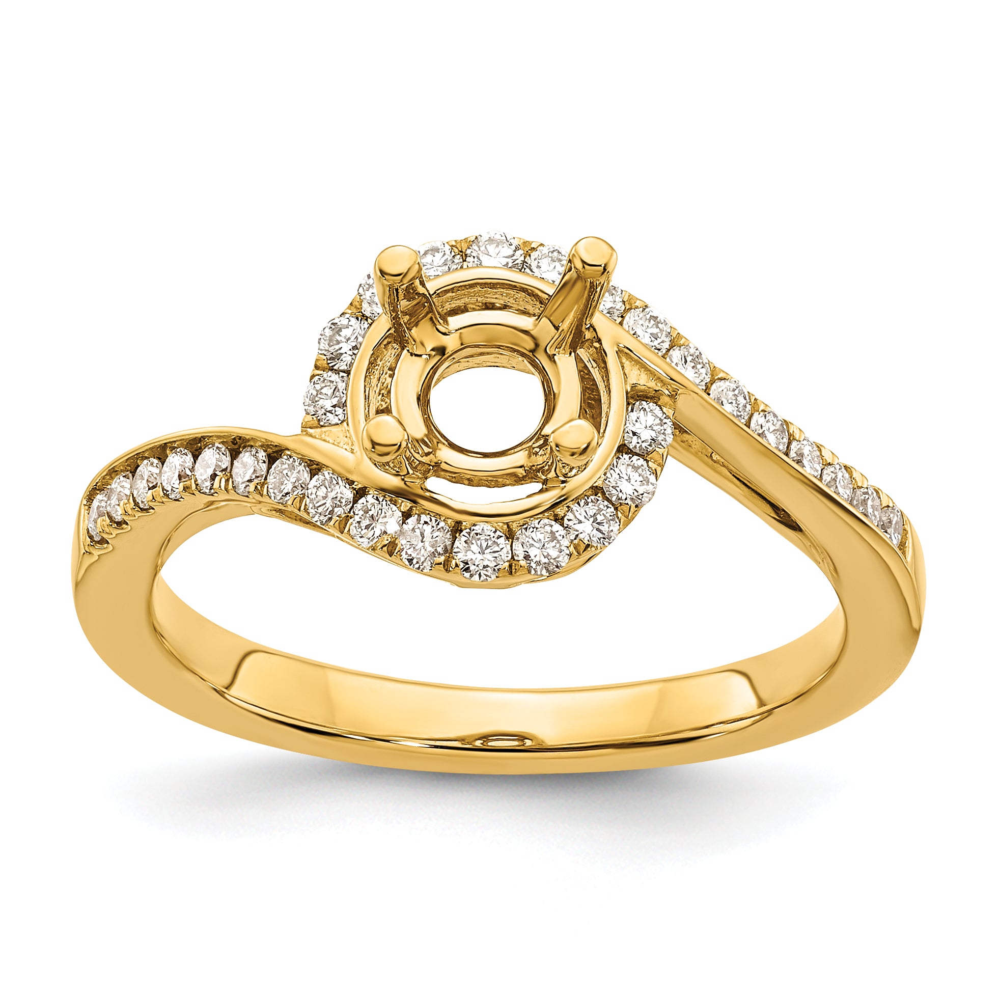 14k 1/3 carat Lab Grown Diamond VS/SI+ G+ 3/4 carat Round Center Semi Mount Engagement Ring