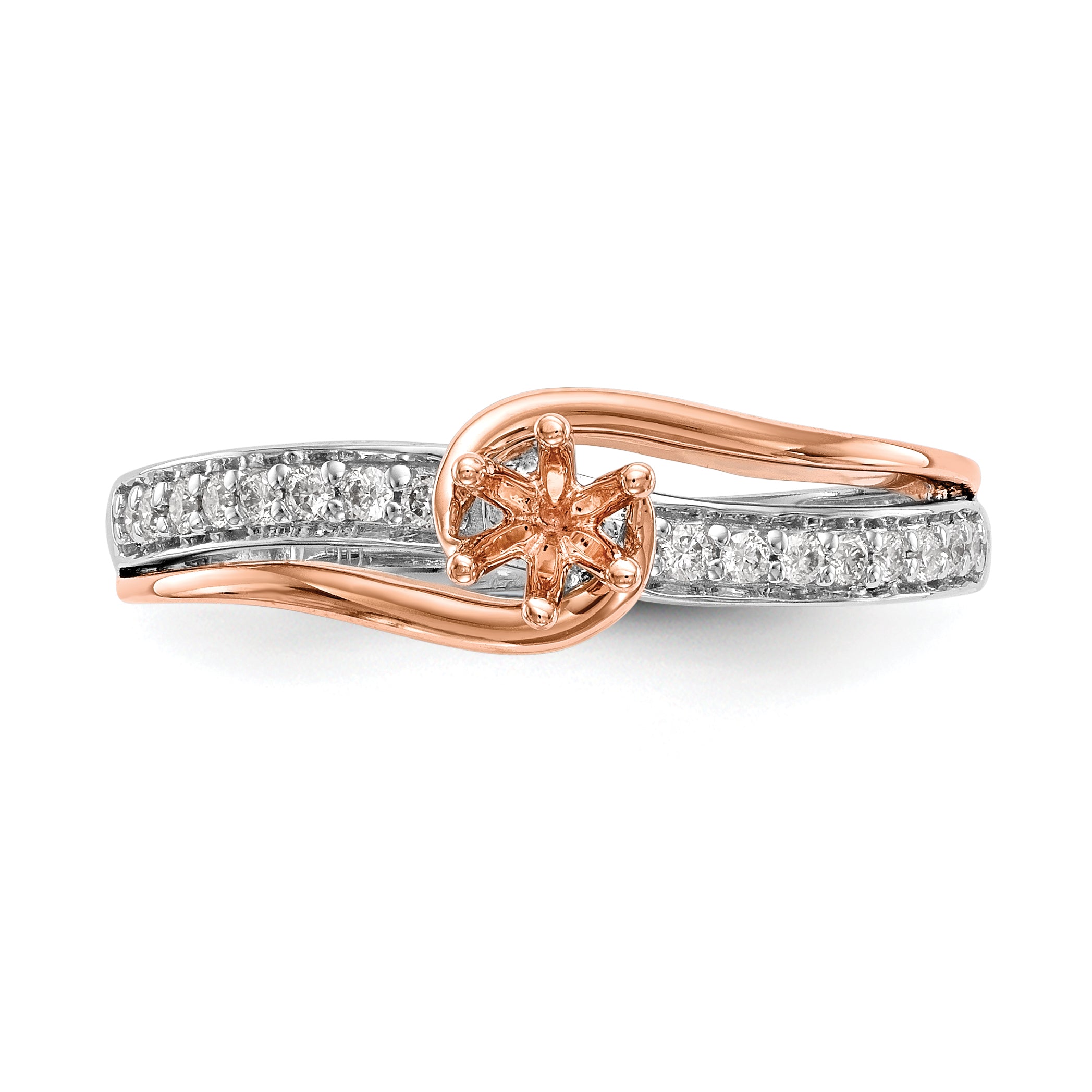 10k Two-Tone Rose and White Gold 3/8 carat Lab Grown Diamond VS/SI Complete By-Pass Engagement Ring