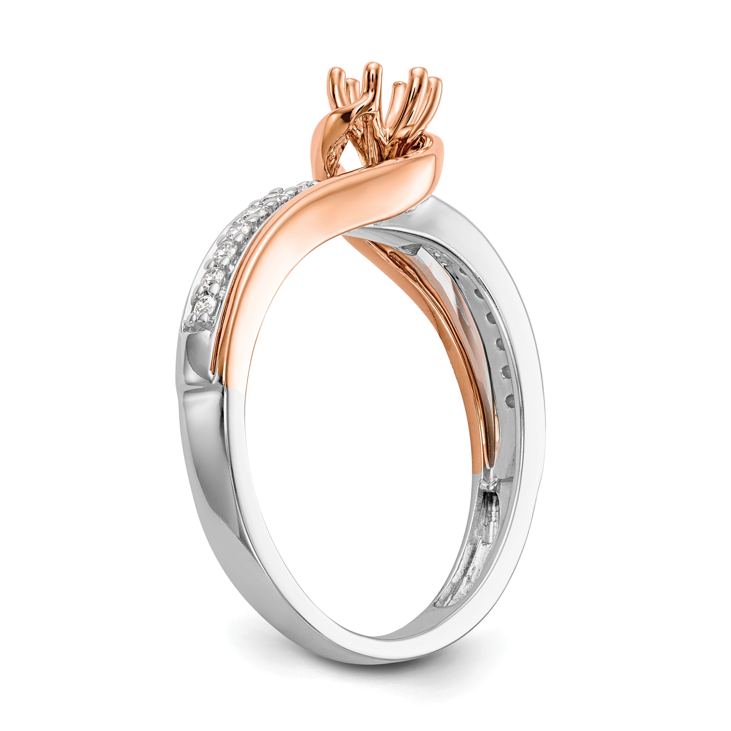 10k Two-Tone Rose and White Gold 3/8 carat Lab Grown Diamond VS/SI Complete By-Pass Engagement Ring