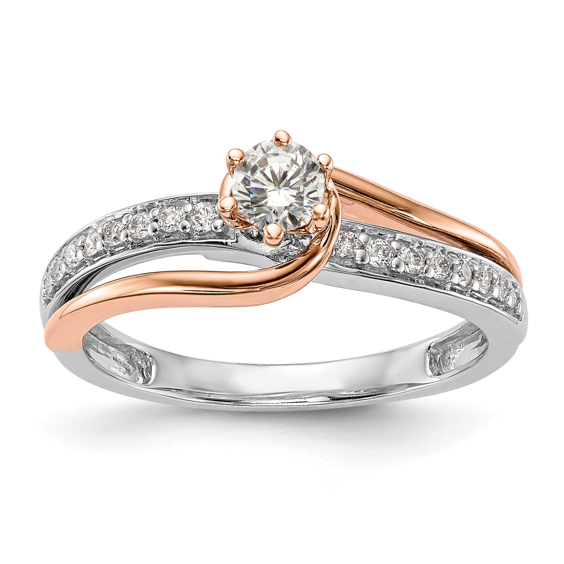 10k Two-Tone Rose and White Gold 3/8 carat Lab Grown Diamond VS/SI Complete By-Pass Engagement Ring Main image