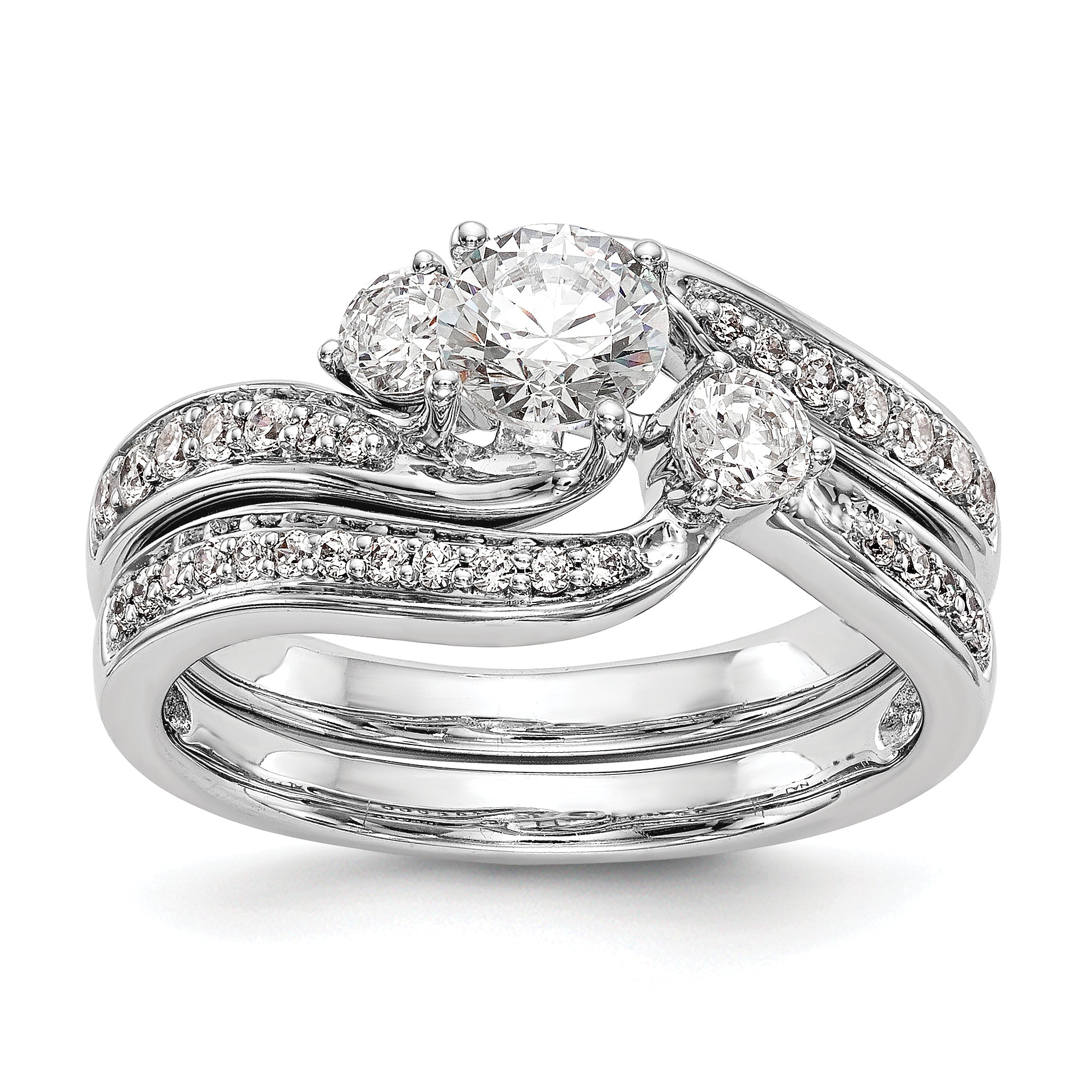 14k White Gold 5/8 carat Lab Grown Diamond VS/SI Complete By-Pass Engagement Ring